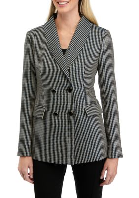 T TAHARI Women's Double Breasted Menswear Blazer, Blue, XS