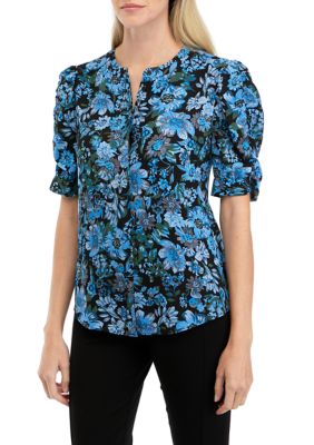 T TAHARI Women's Shirred Short Sleeve Blouse | belk