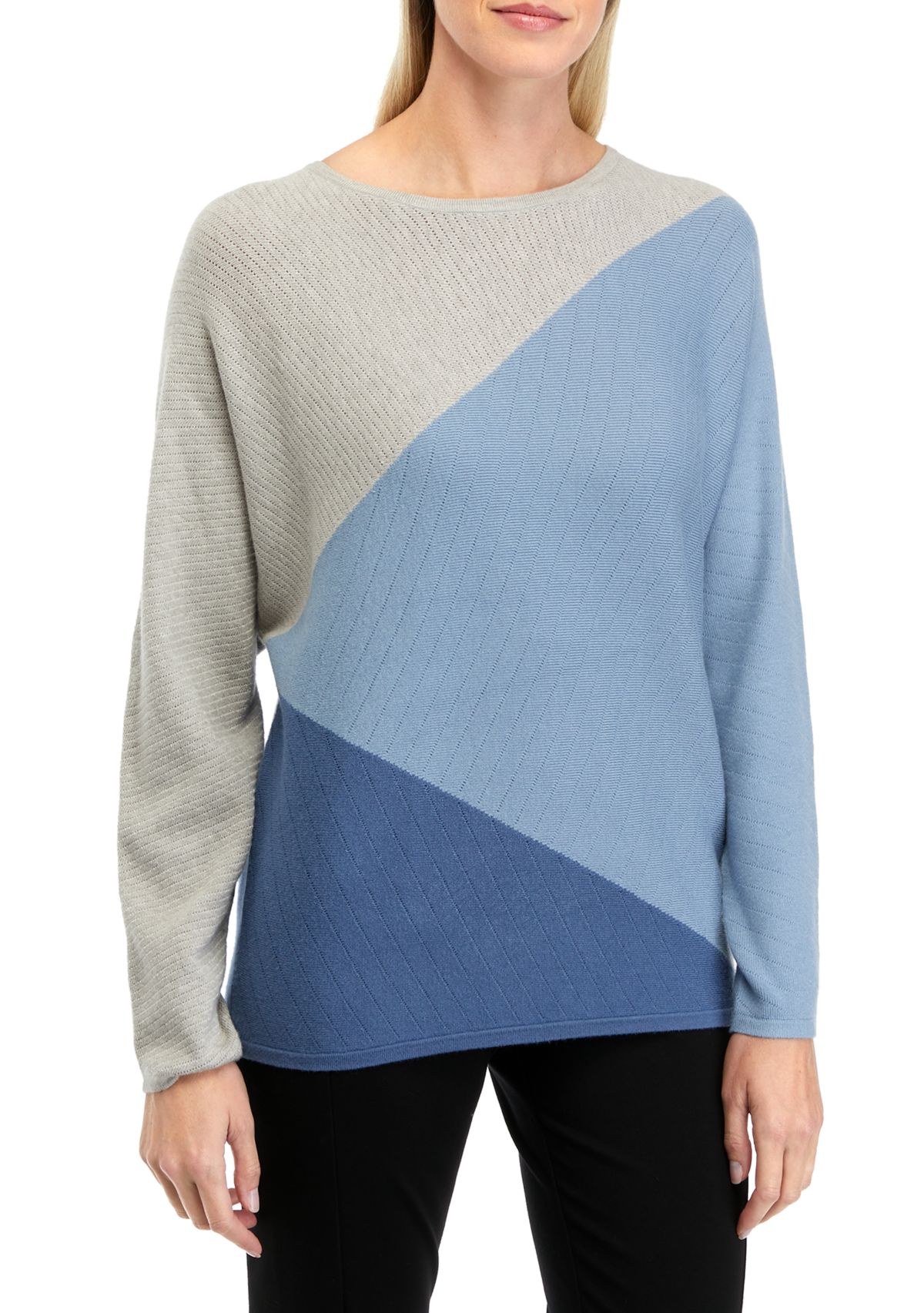 Womens Dolman Sleeve Color Block Sweater