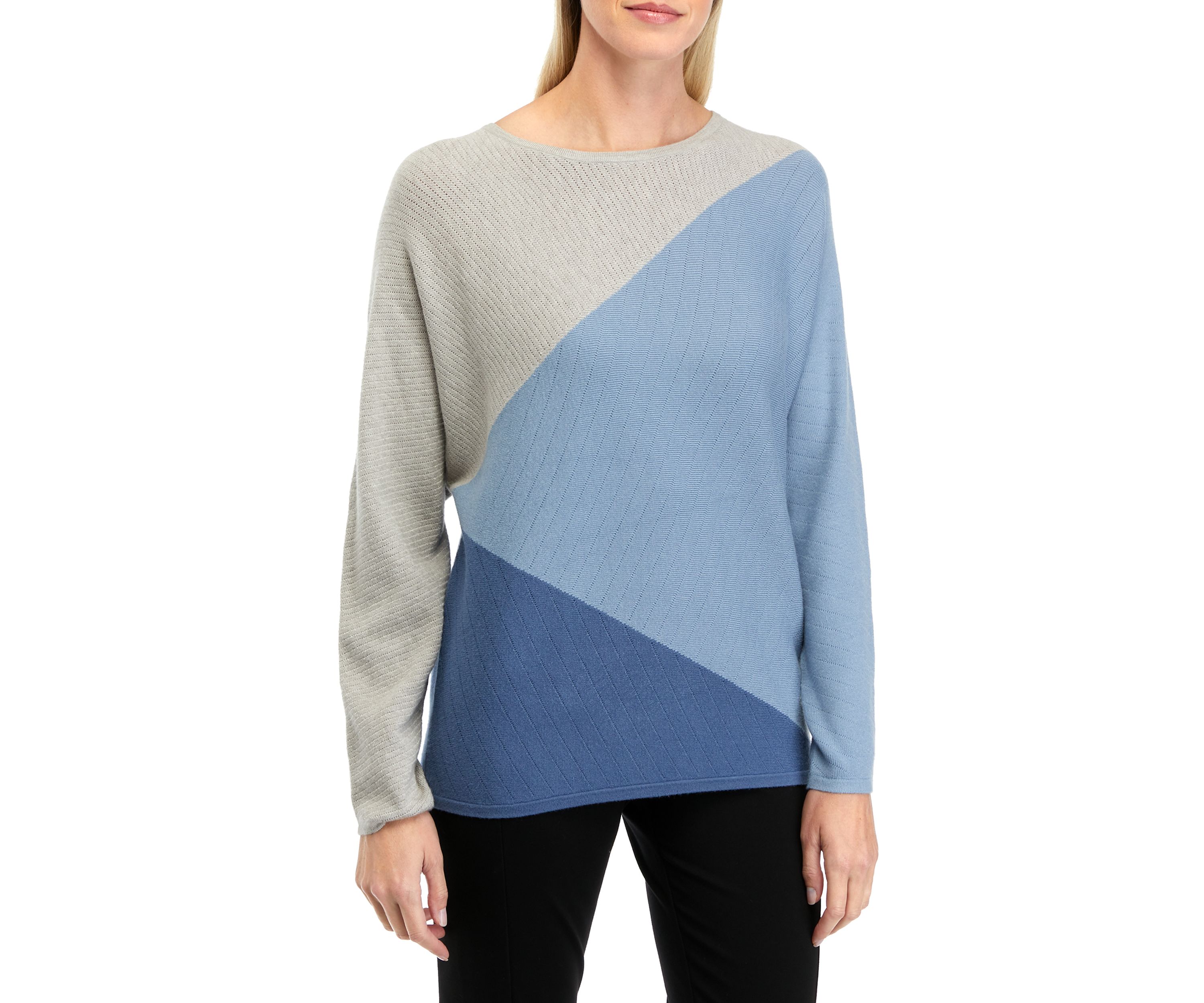 Red Stripe Color Block Patchwork Dolman Oversize Tunic Sweater