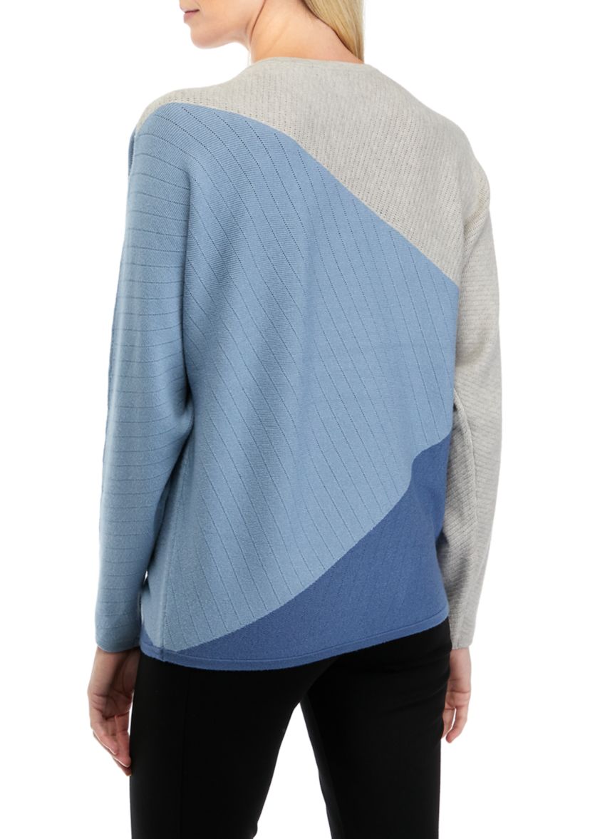 Womens Dolman Sleeve Color Block Sweater