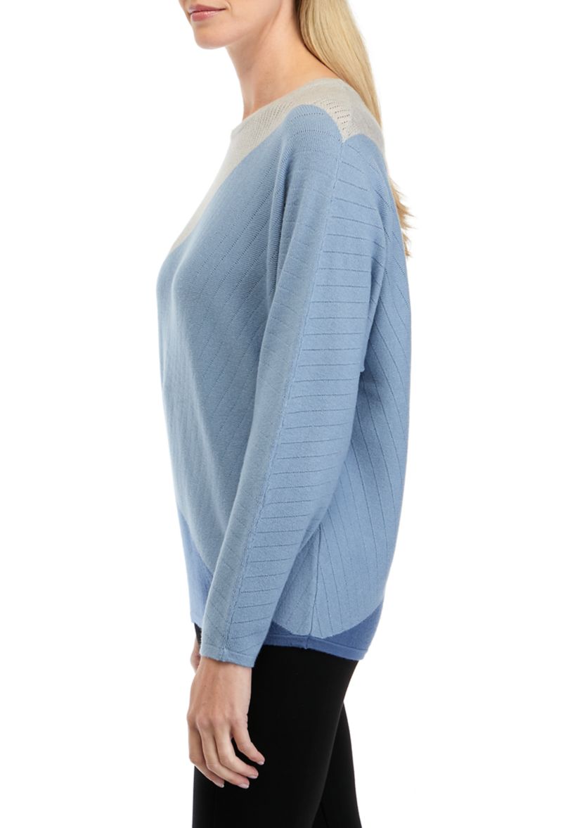 Womens Dolman Sleeve Color Block Sweater