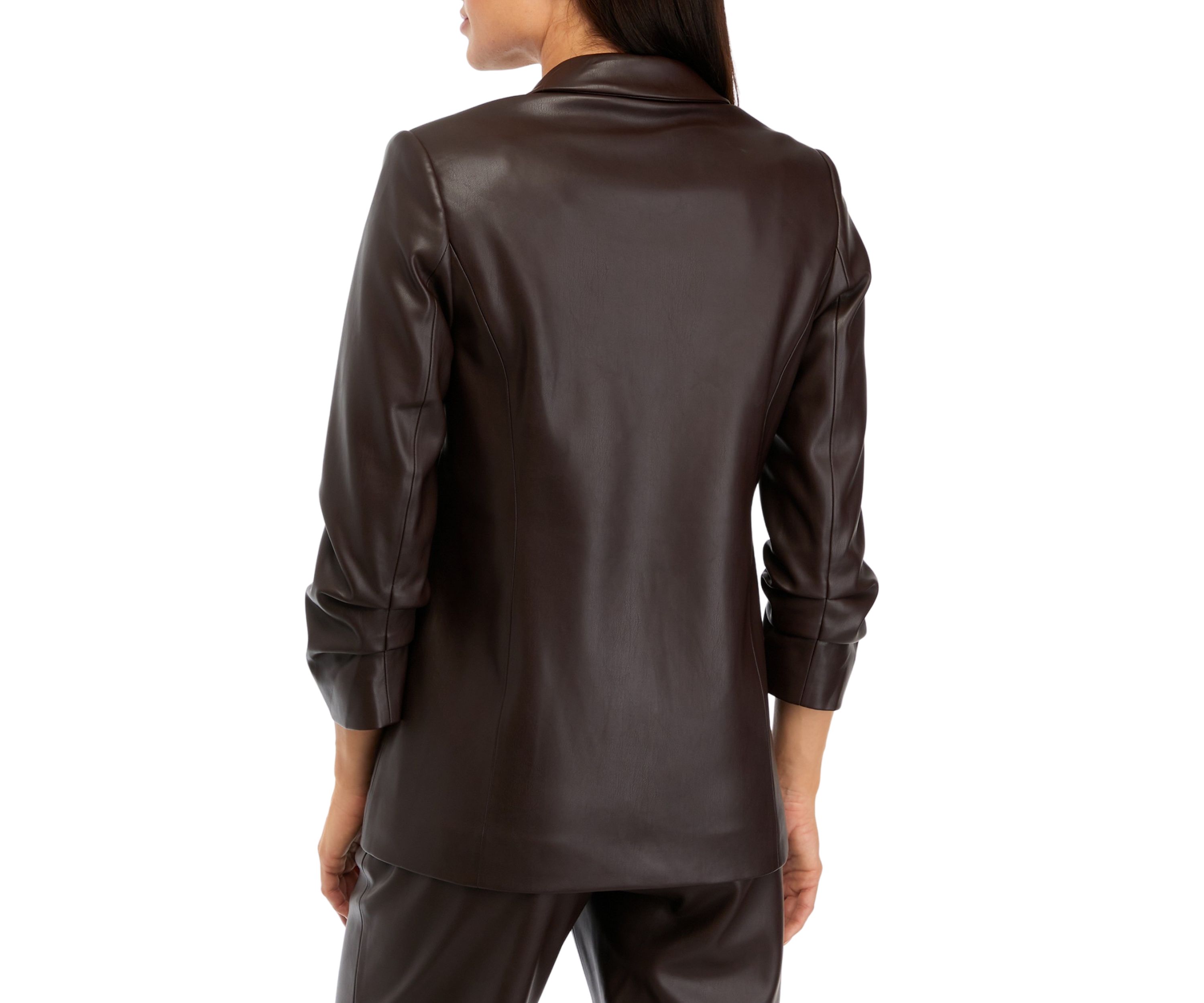 Petite Vegan Leather Blazer