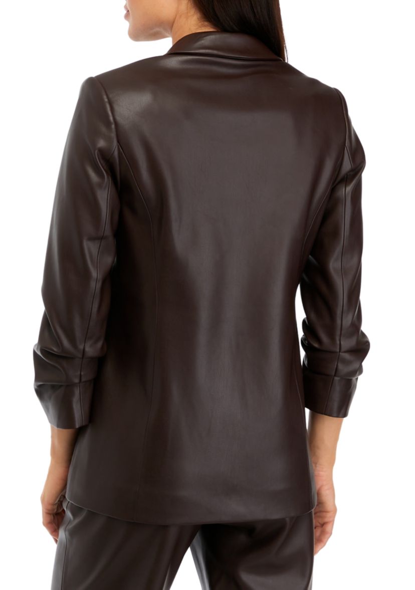Petite Vegan Leather Blazer