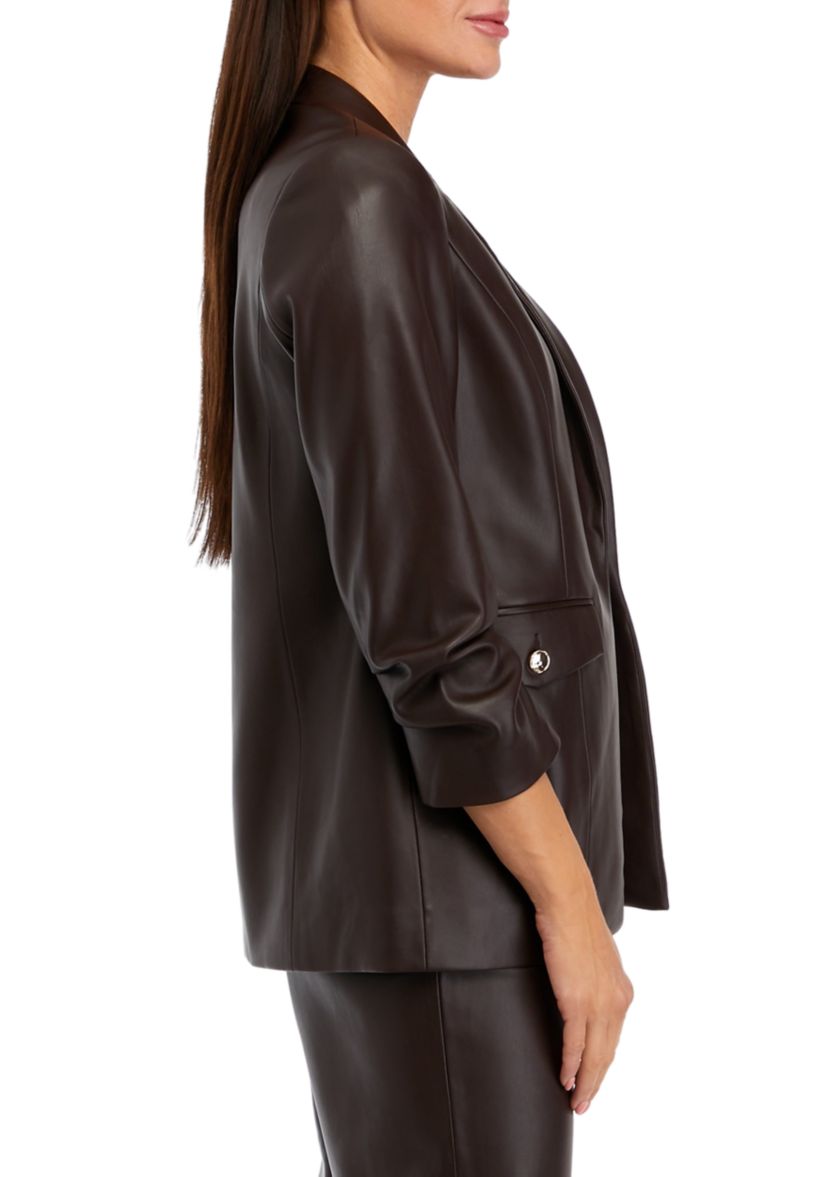 Petite Vegan Leather Blazer