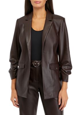 Tan Women Notch Collar Leather Blazer at Rs 4200 in Thane