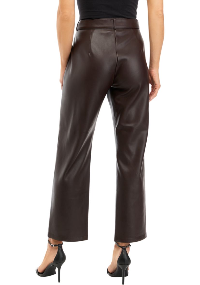 Petite Vegan Leather Slim Pants 
