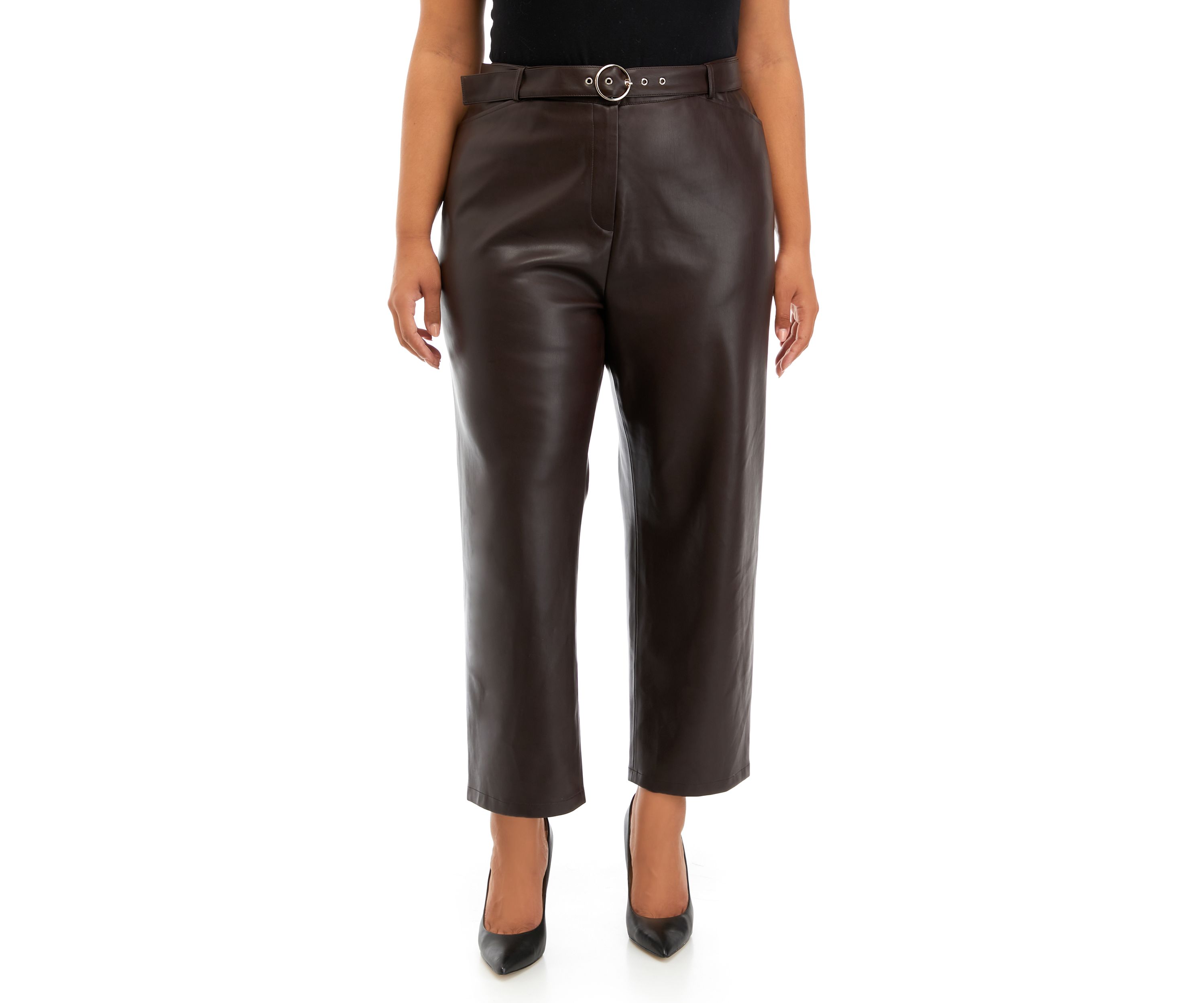 Plus Size Vegan Leather Slim Pants