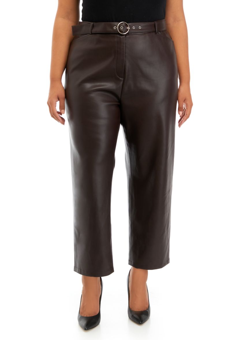 Plus Size Vegan Leather Slim Pants