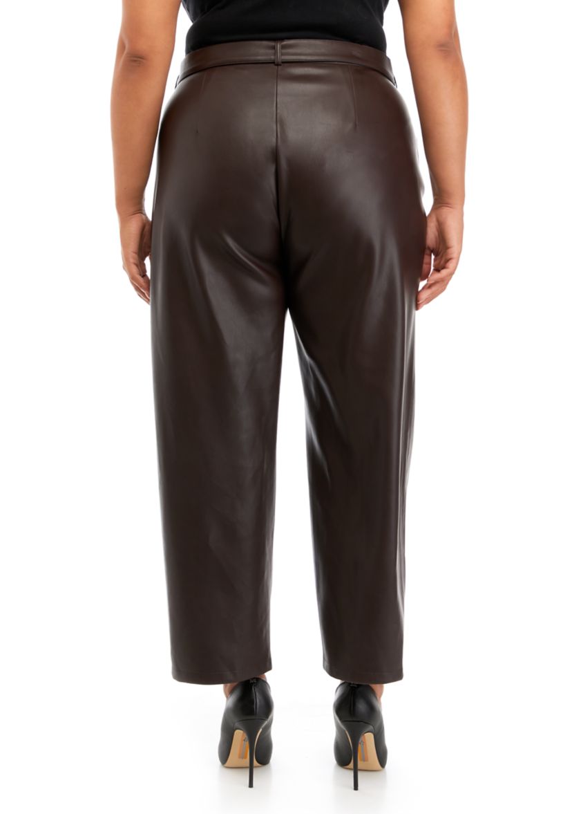 Plus Size Vegan Leather Slim Pants