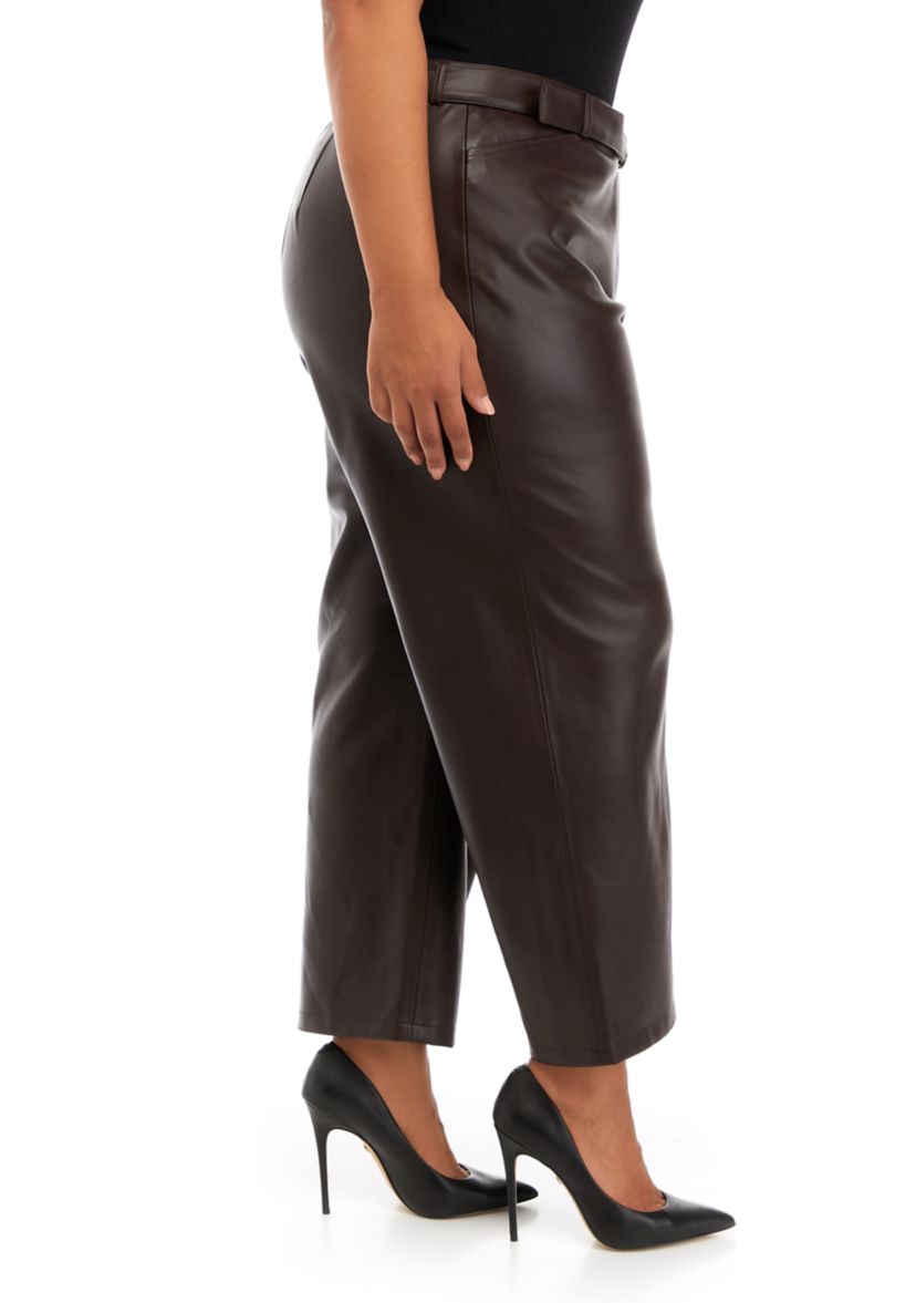 Plus Size Vegan Leather Slim Pants