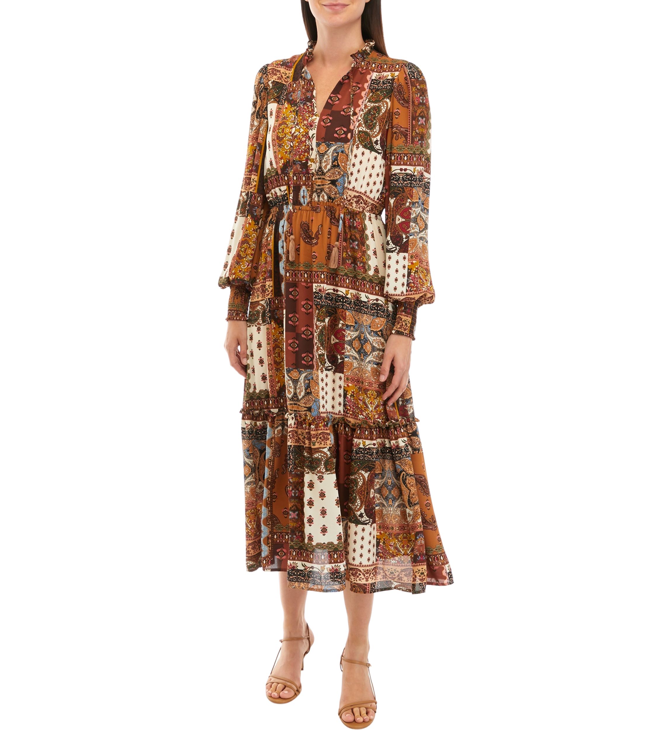 Petite Patchwork Maxi Tiered Dress