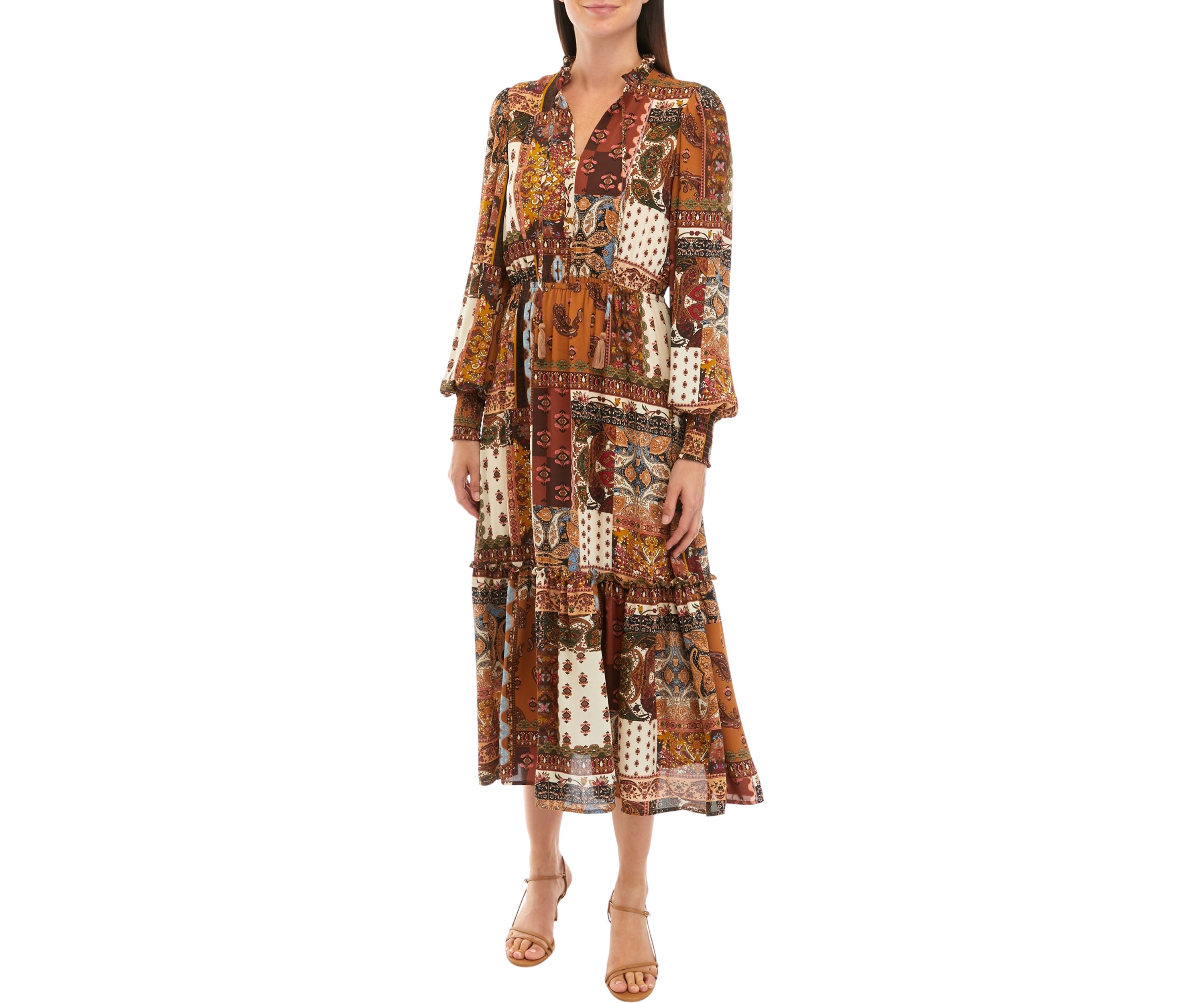 Petite Patchwork Maxi Tiered Dress