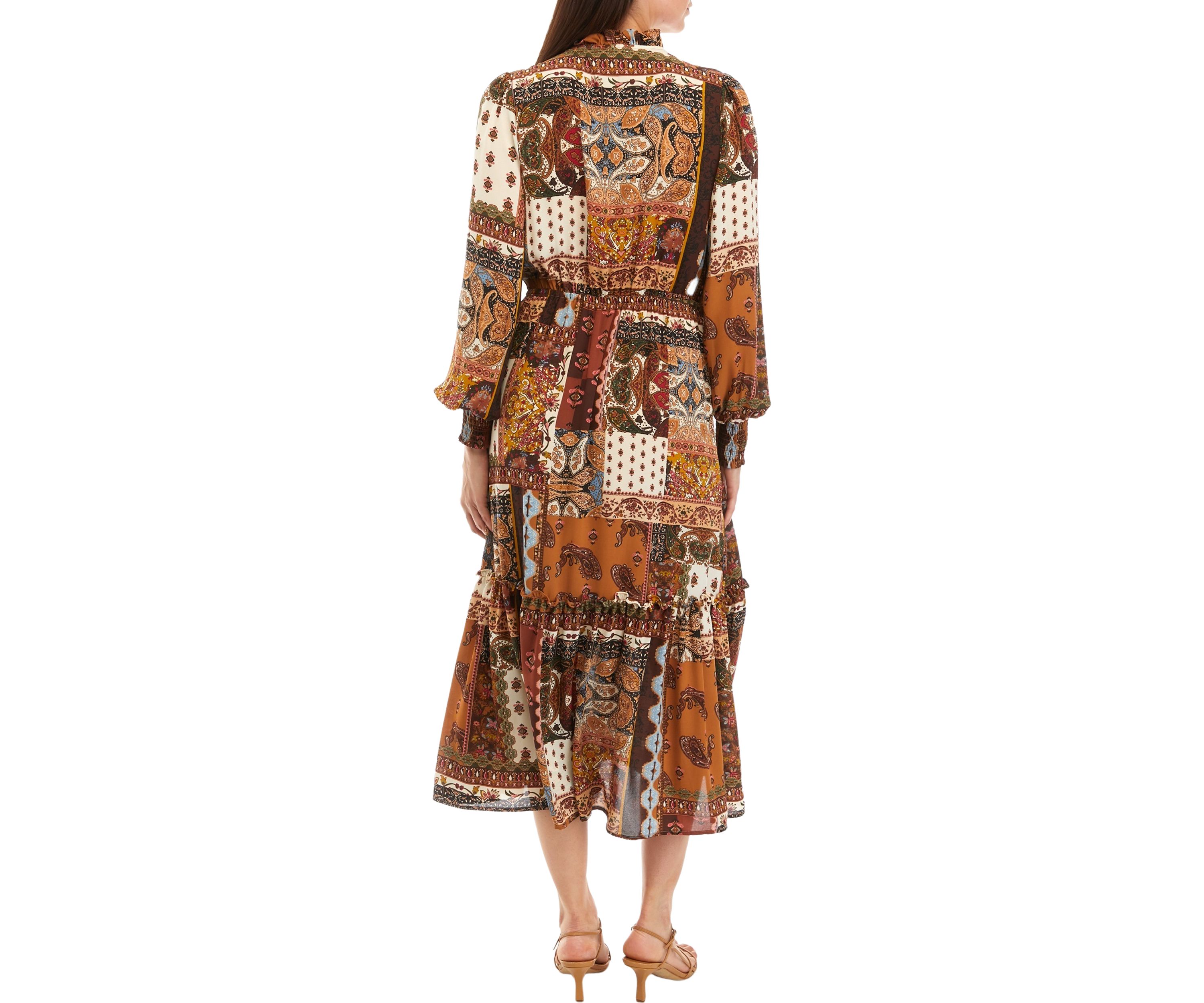 Petite Patchwork Maxi Tiered Dress