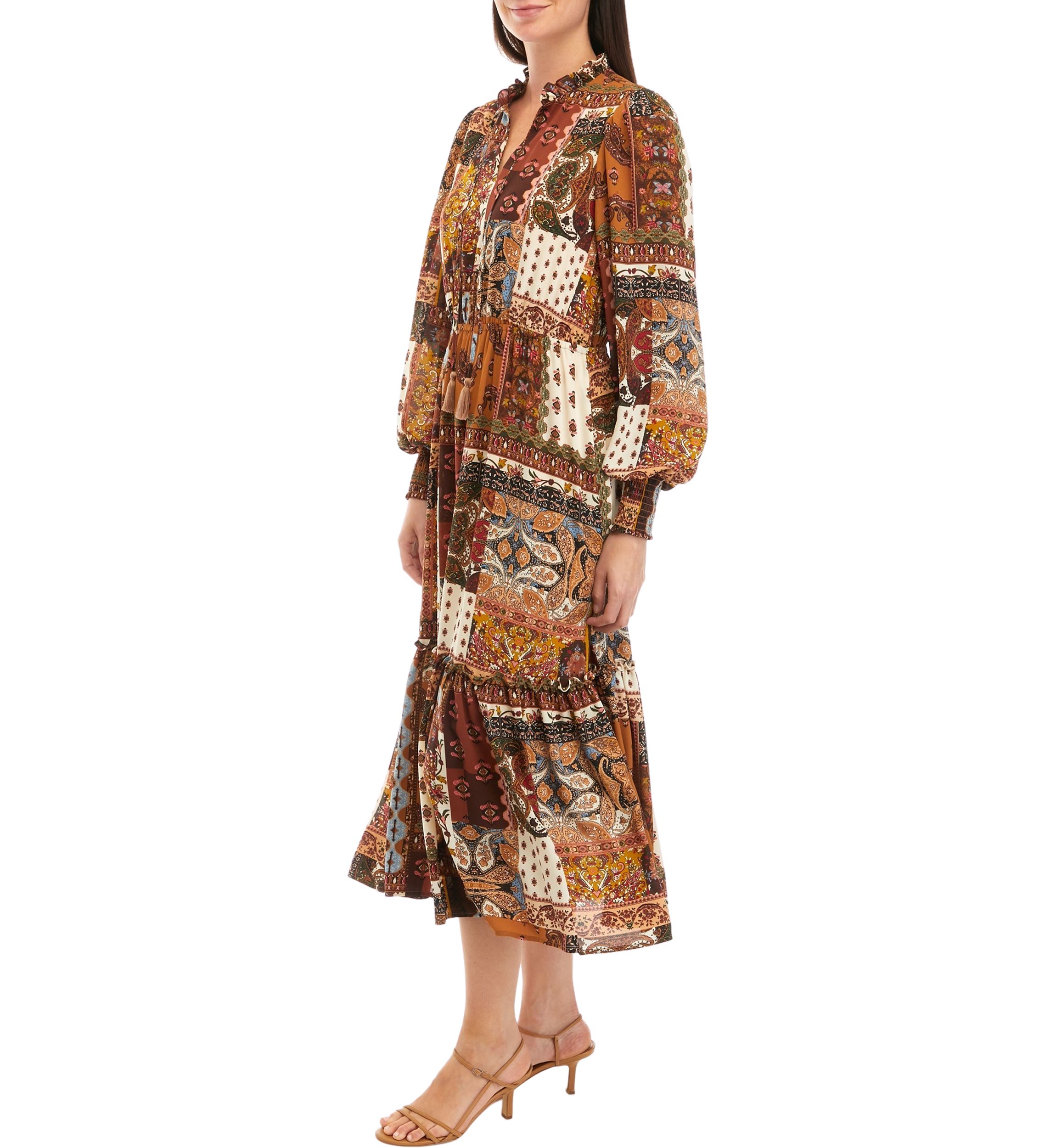 Petite Patchwork Maxi Tiered Dress