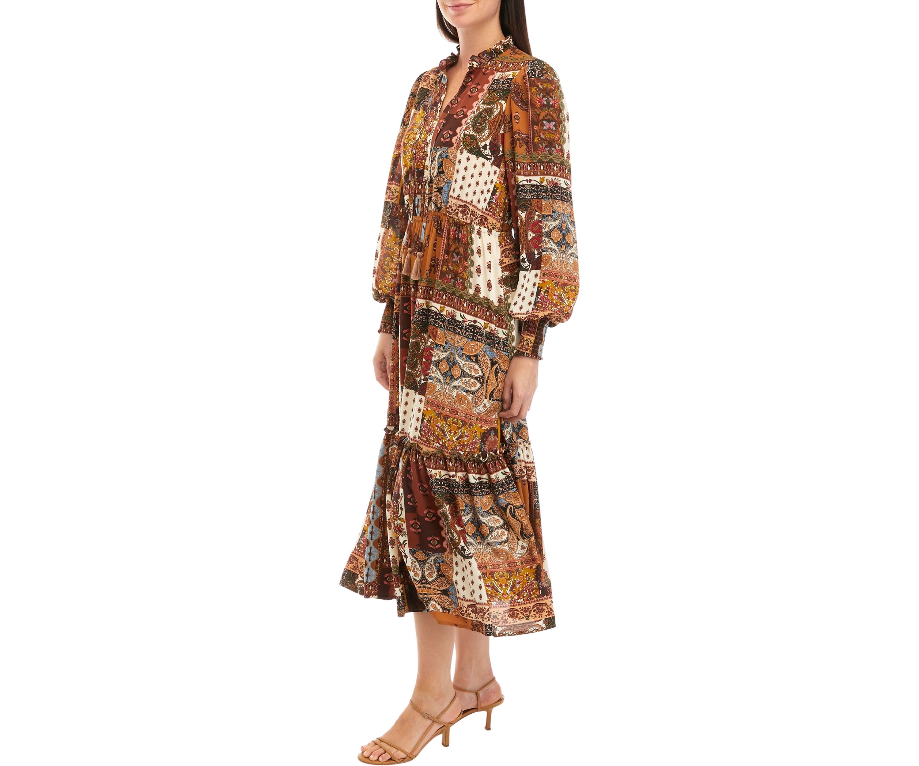 Petite Patchwork Maxi Tiered Dress