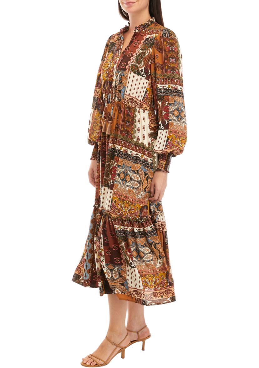 Petite Patchwork Maxi Tiered Dress