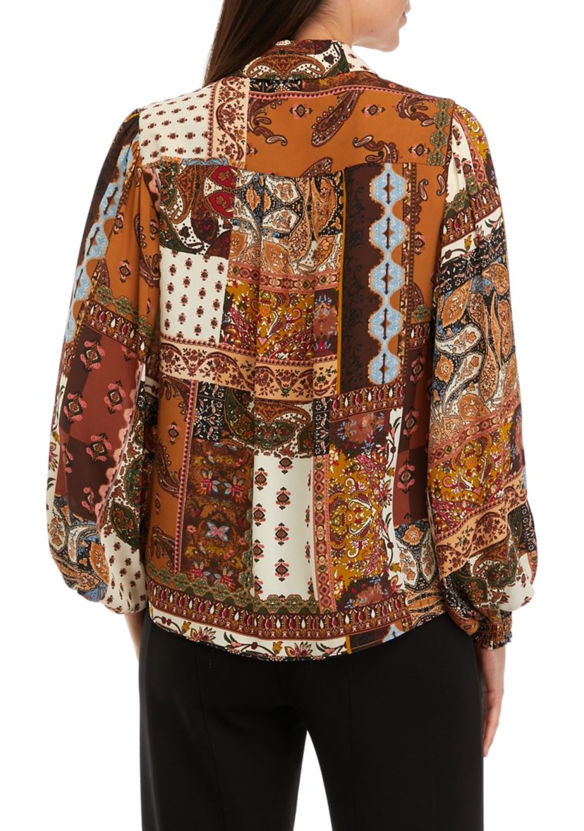 Womens Patchwork Printed Blouse