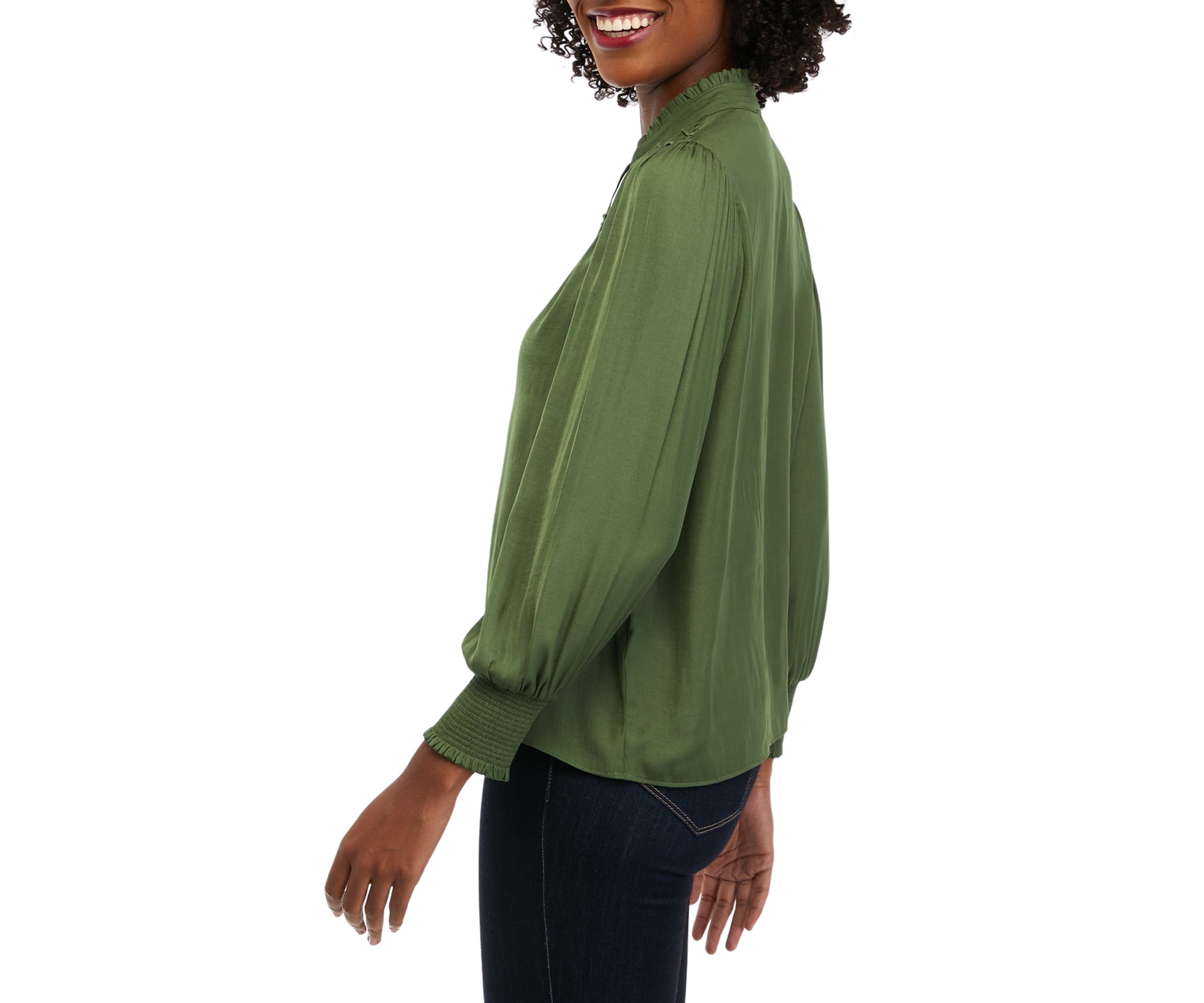 Womens Ruffle Yoke Airflow Blouse