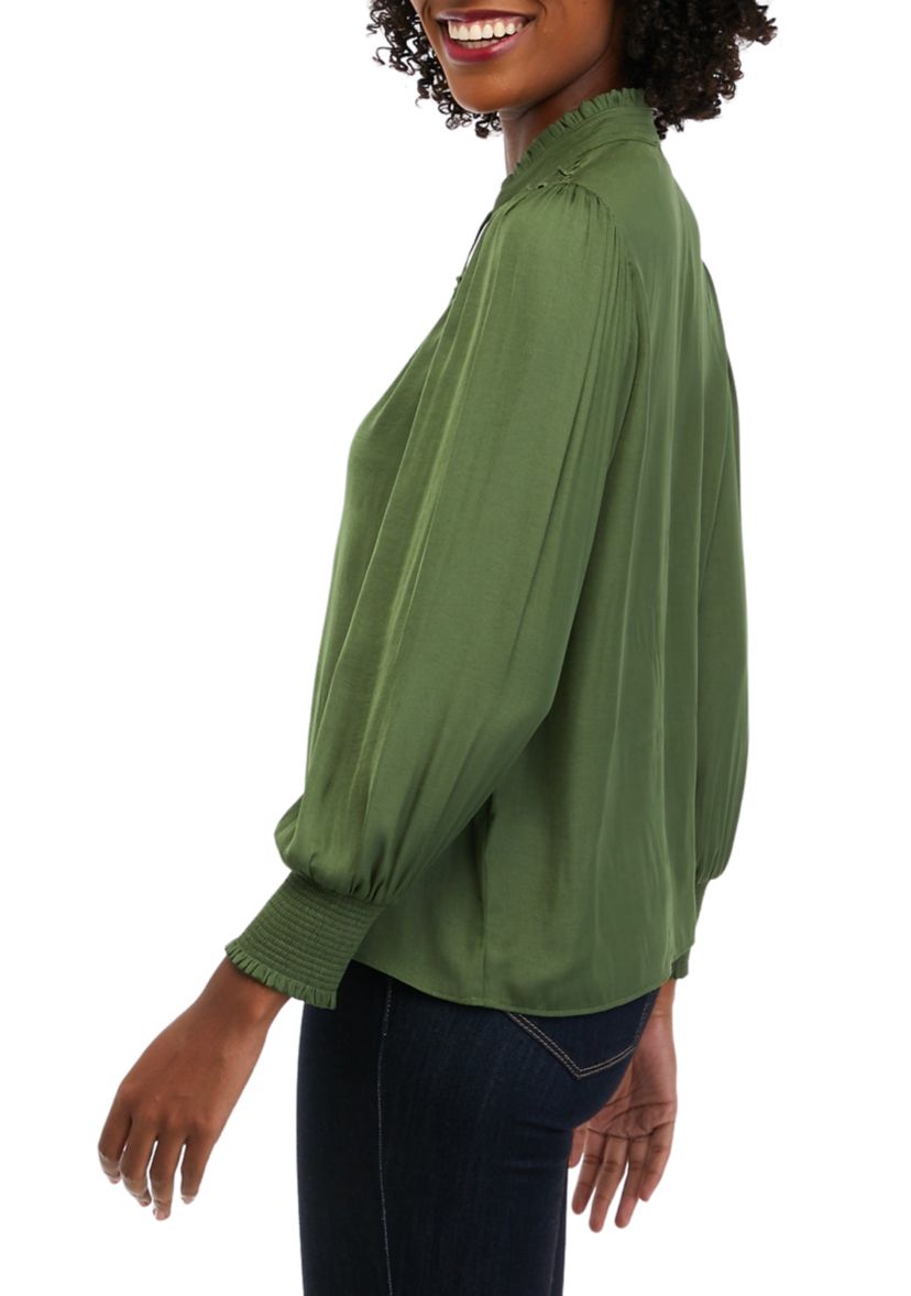 Womens Ruffle Yoke Airflow Blouse