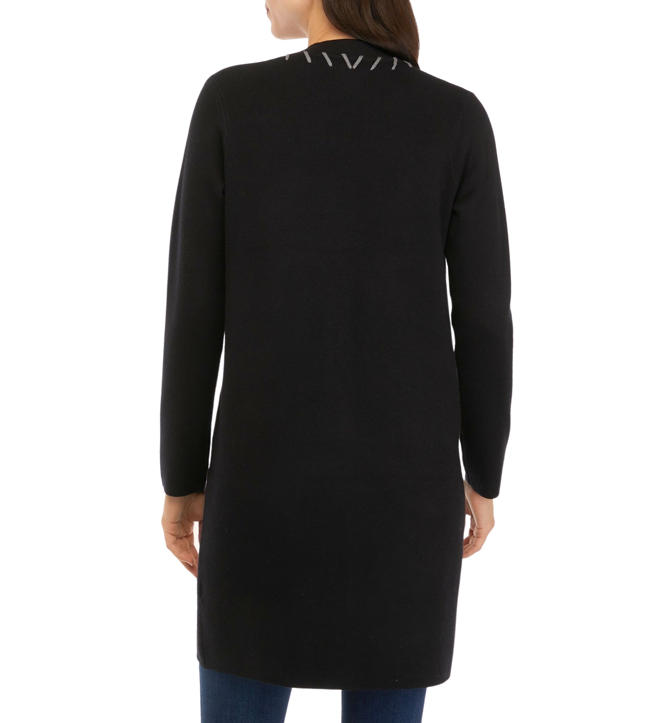 Petite Long Sleeve Whipstitch Open Cardigan 
