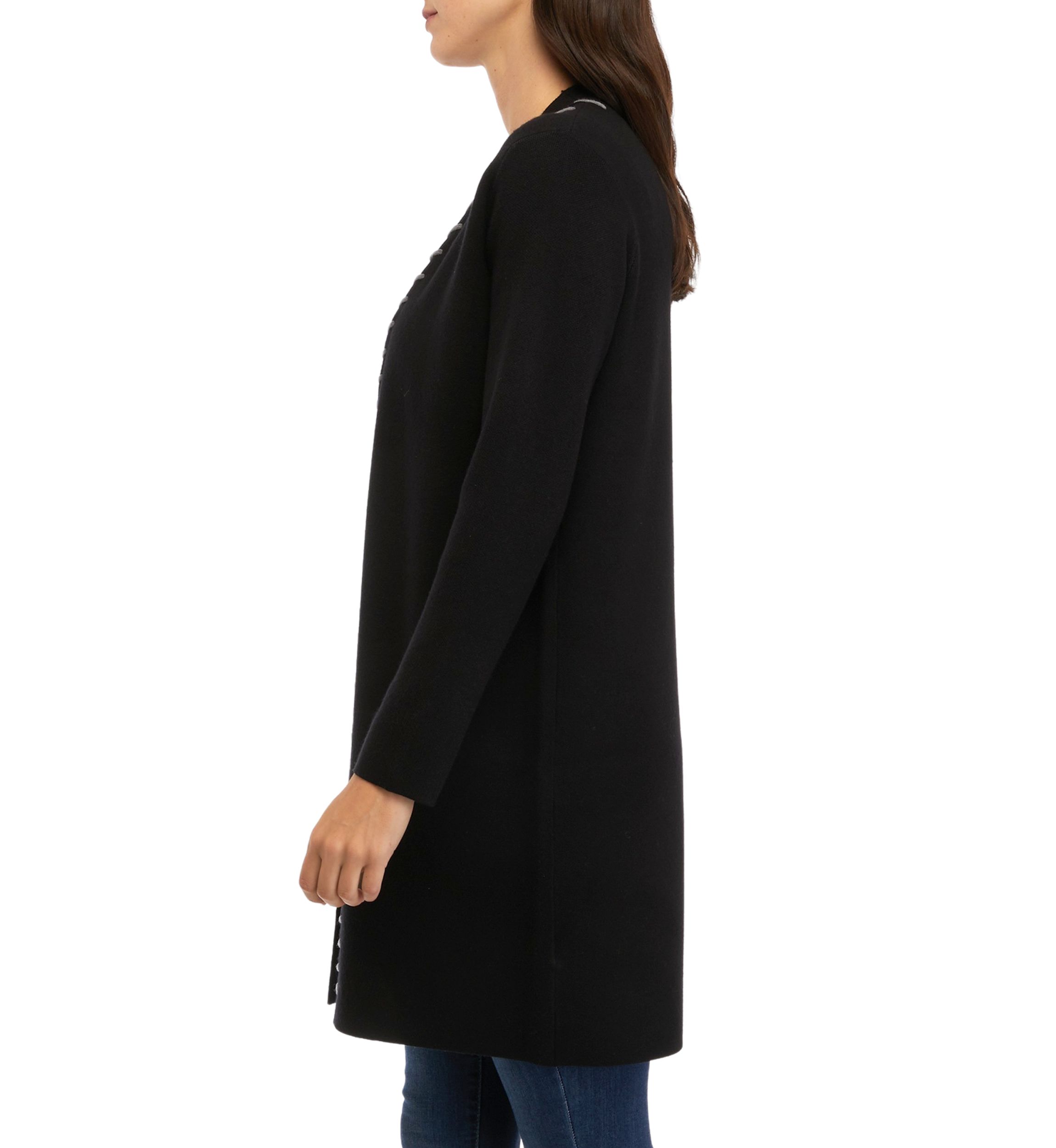 Petite Long Sleeve Whipstitch Open Cardigan 