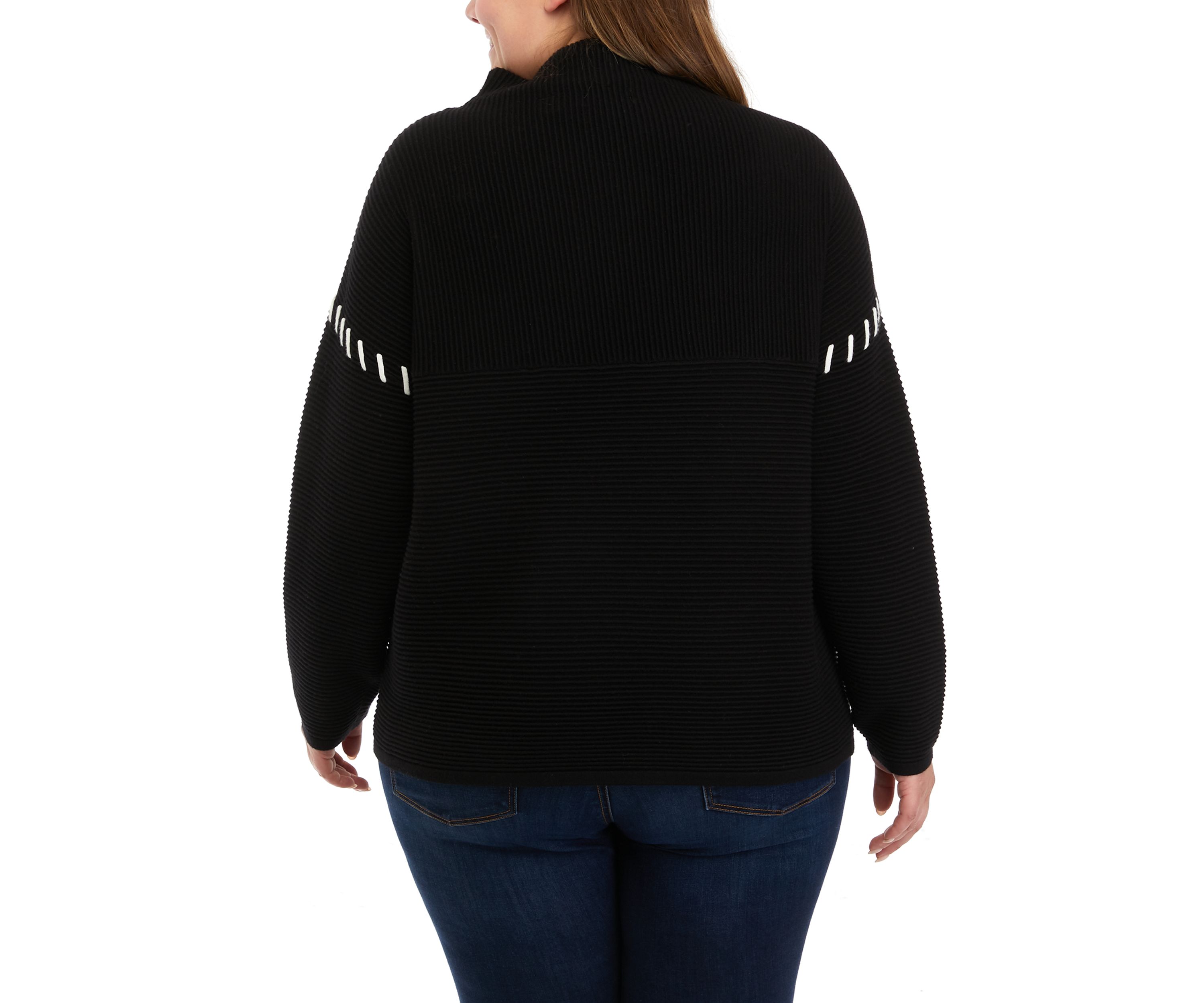 Plus Size Drop Shoulder Funnel Neck Sweater 