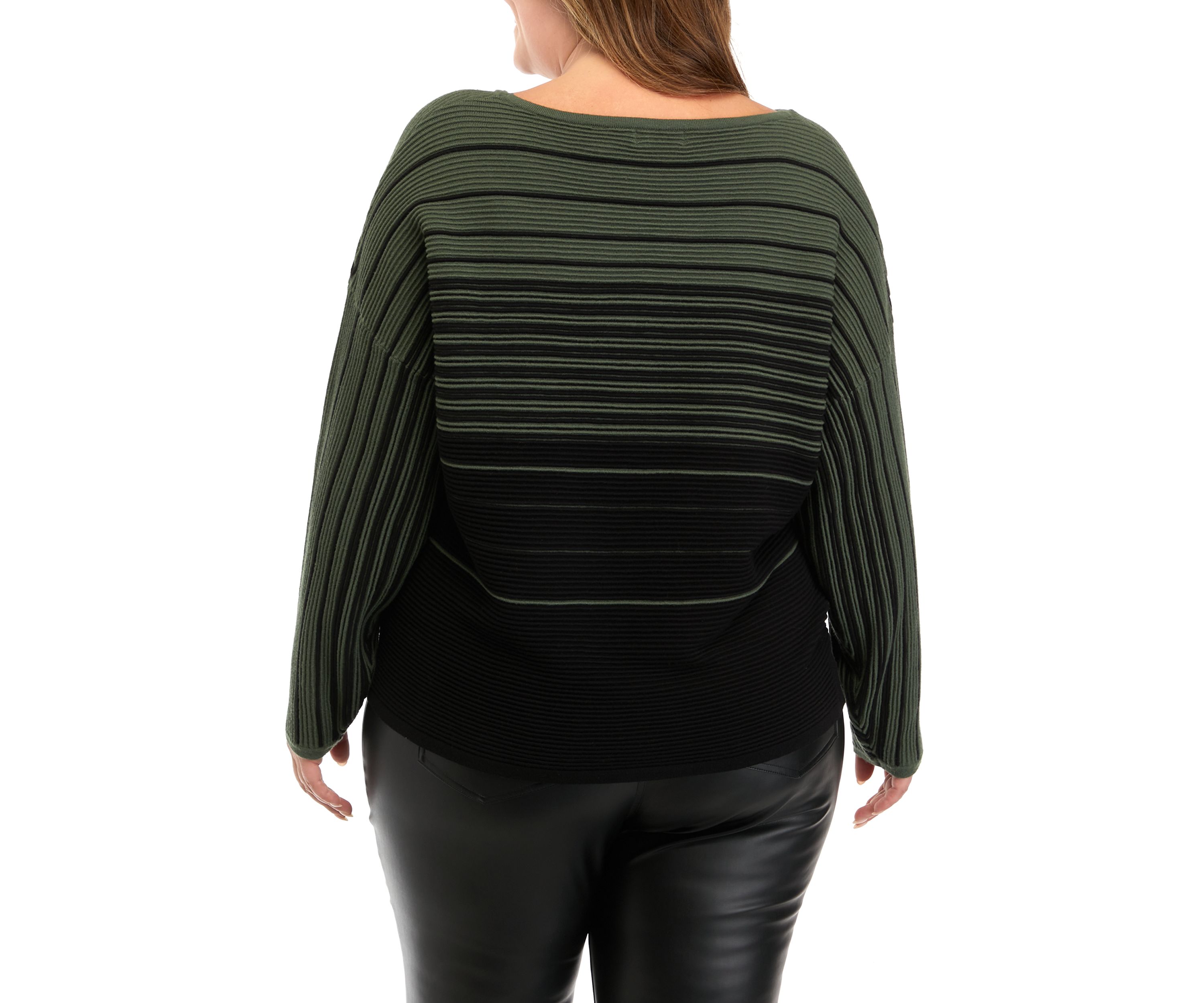 Plus Size Long Sleeve Stripe Dolman Sweater