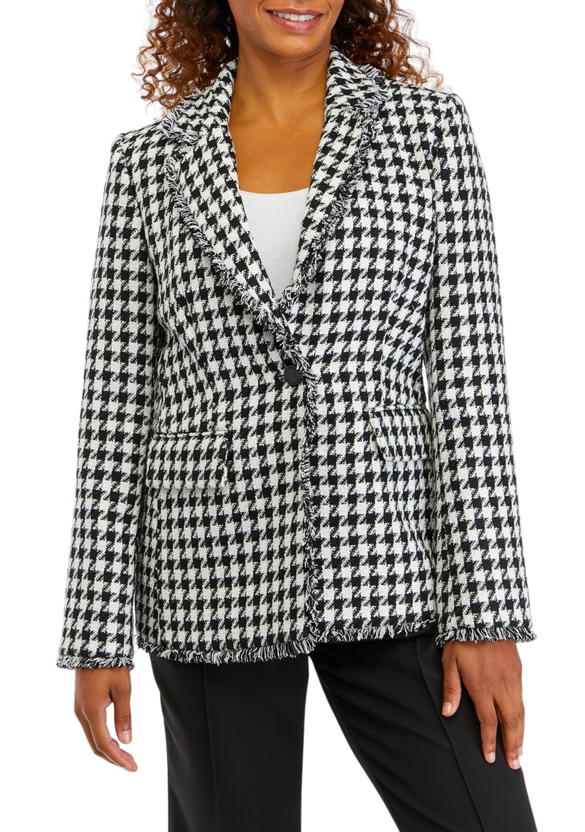 Womens Notch Lapel One Button Blazer