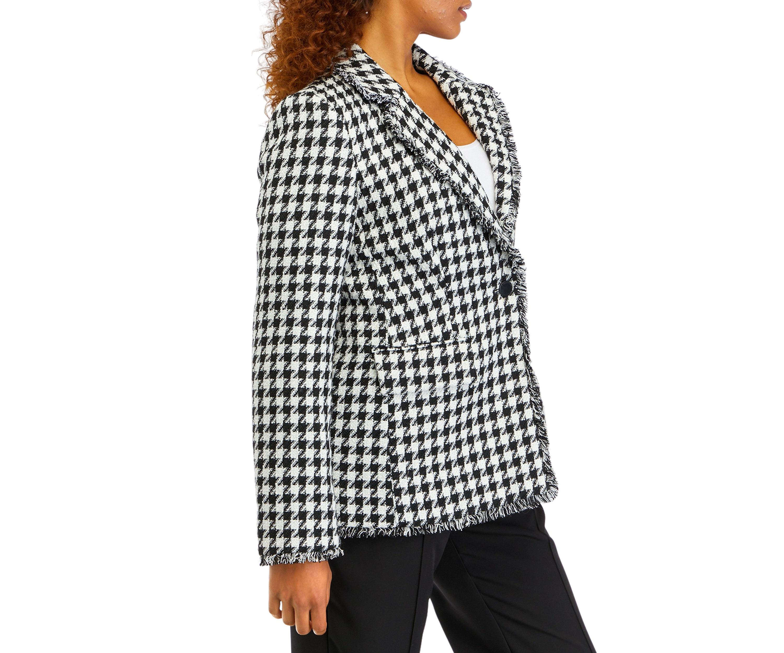 Womens Notch Lapel One Button Blazer