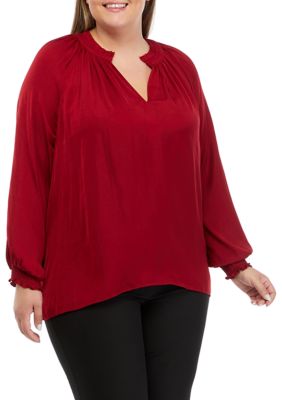 T TAHARI Plus Size Long Sleeve Studded Airflow Top | belk