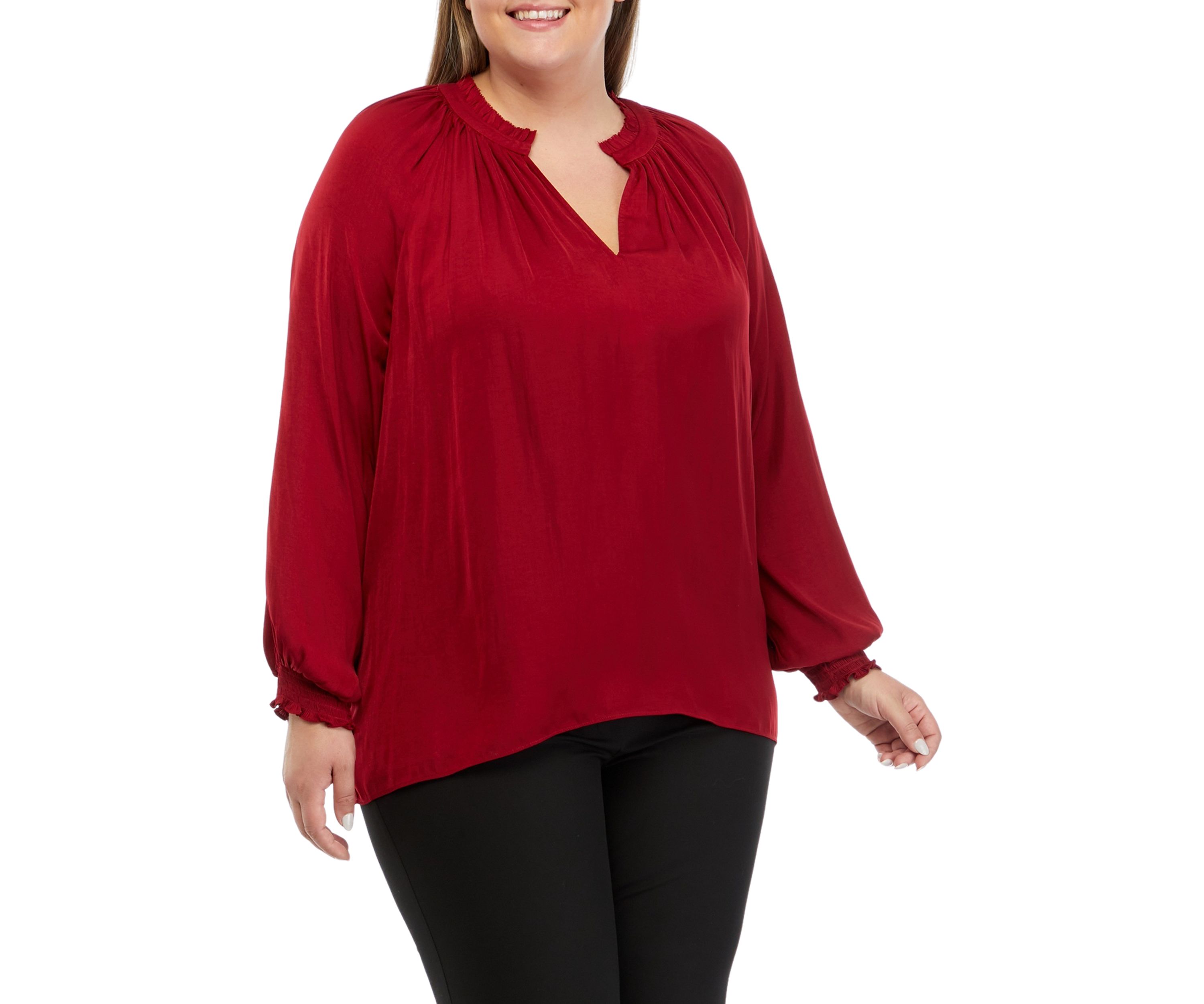 Plus Size Long Sleeve Studded Airflow Top