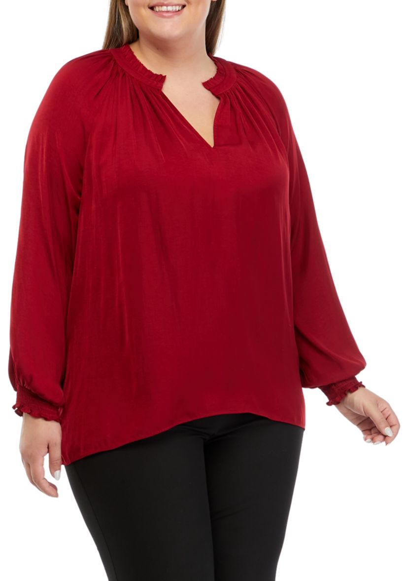 Plus Size Long Sleeve Studded Airflow Top