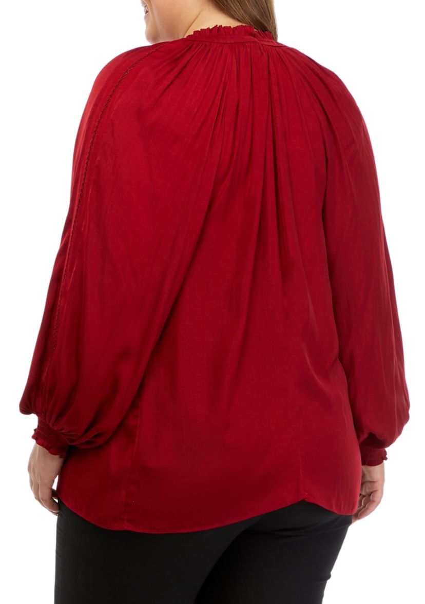 Plus Size Long Sleeve Studded Airflow Top