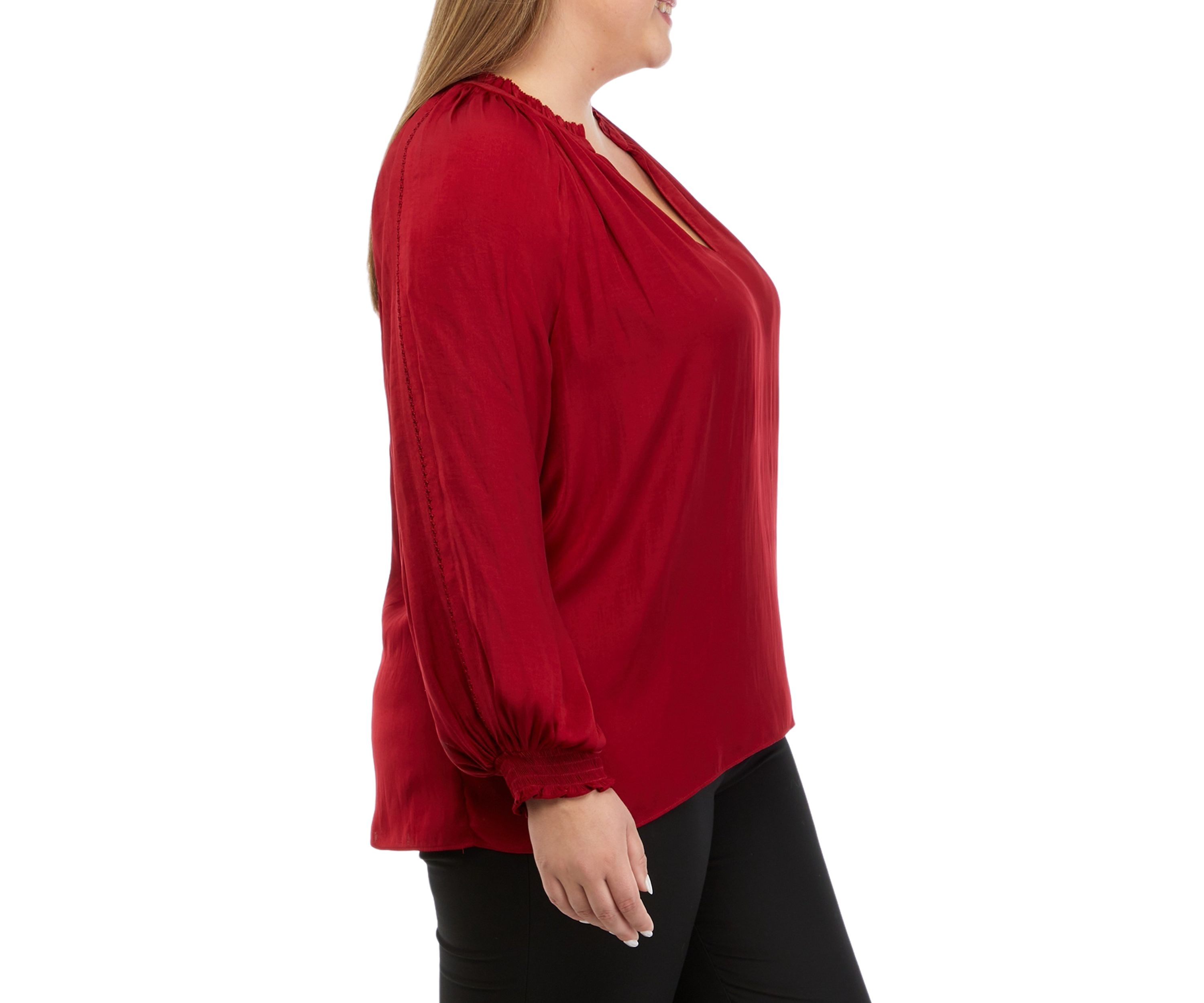 Plus Size Long Sleeve Studded Airflow Top