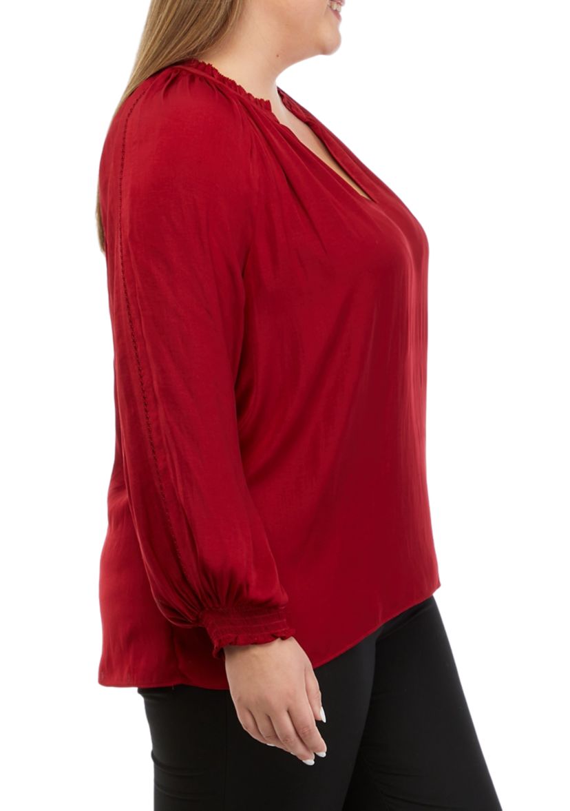 Plus Size Long Sleeve Studded Airflow Top