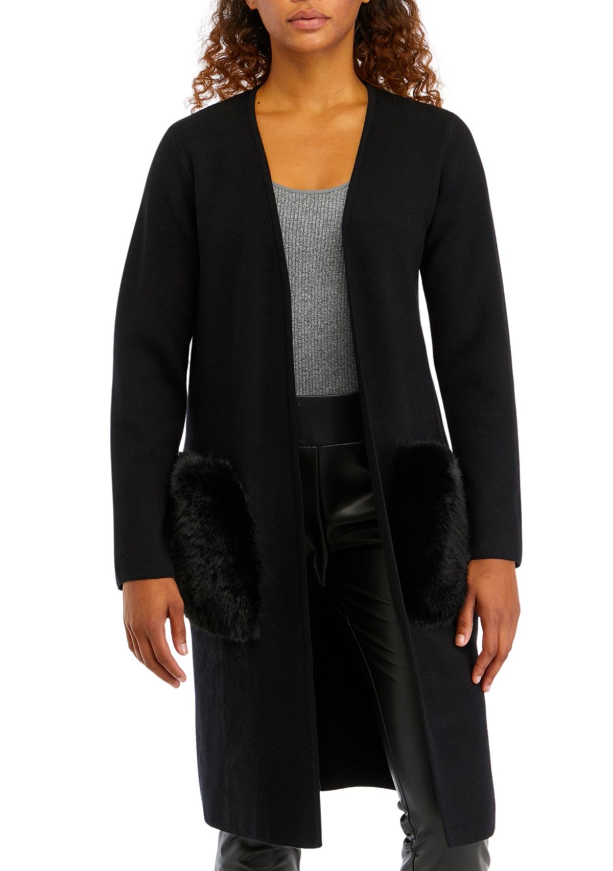 Womens Fur Pocket Cardigan