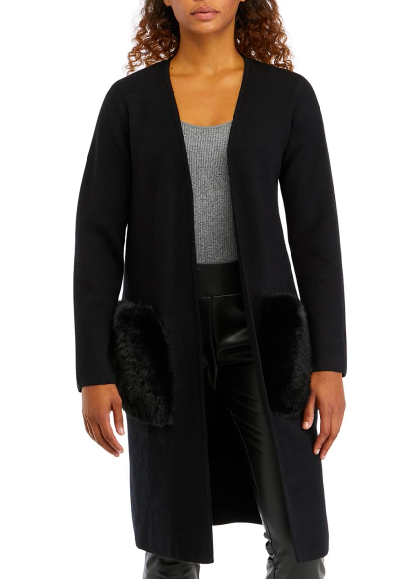 Womens Fur Pocket Cardigan