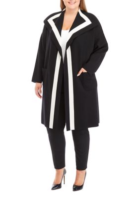 Kasper Women's Plus Size Stud-Trim Open-Front Jacket Black Size Extra
