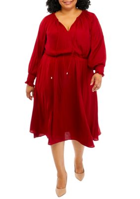 T TAHARI Plus Size Split Neck Airflow Dress | belk