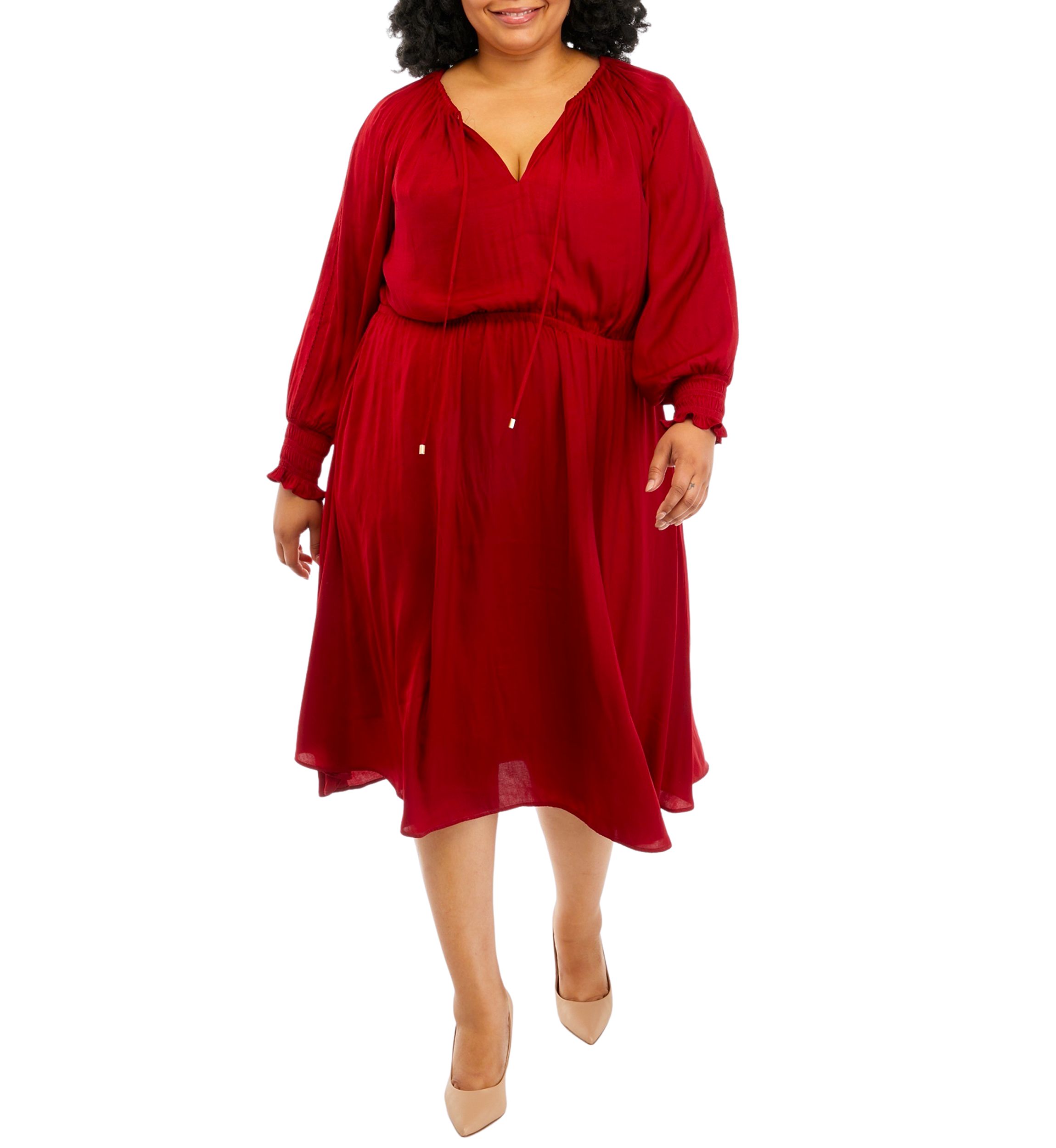Plus Size Split Neck Airflow Dress