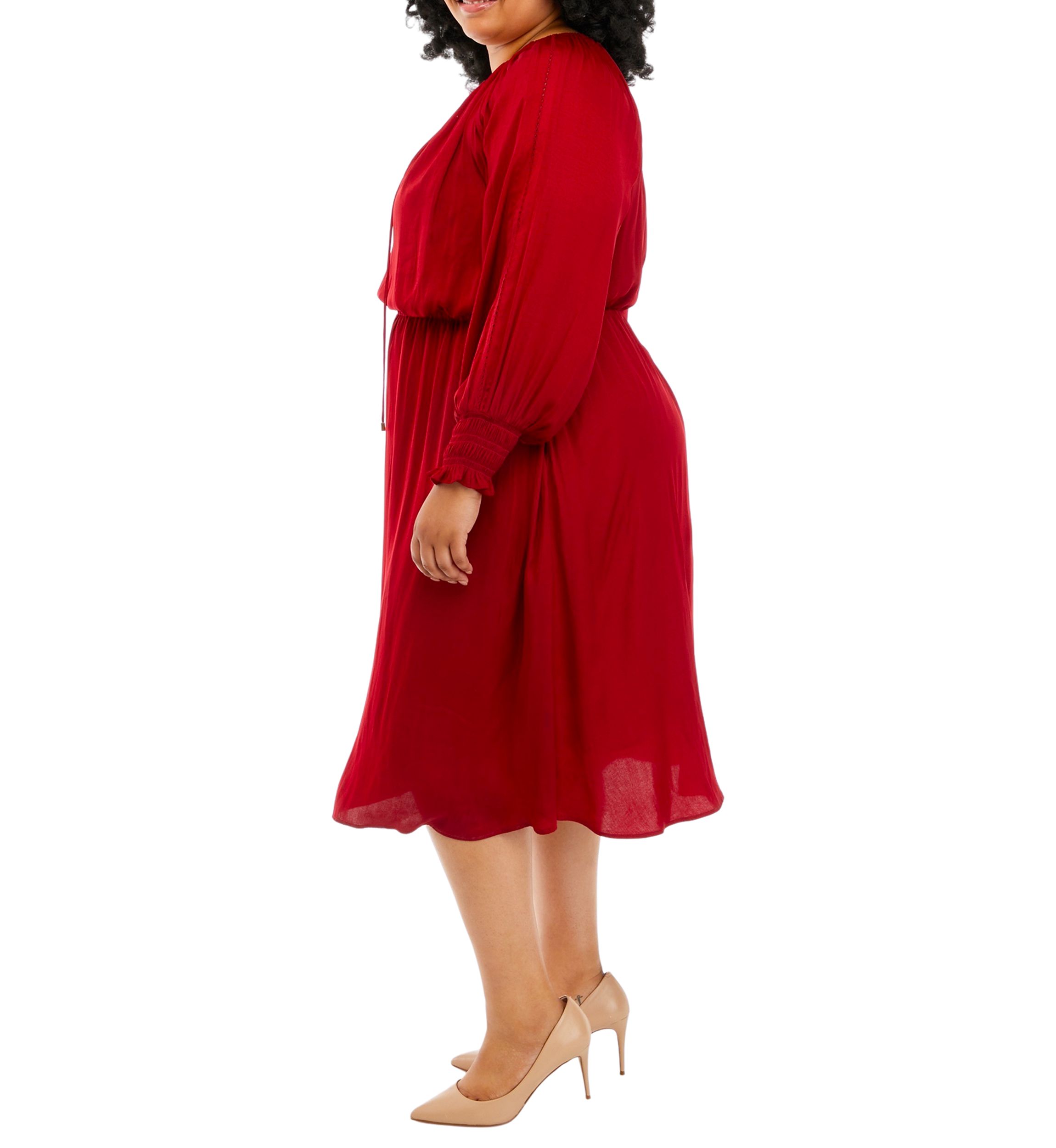 Plus Size Split Neck Airflow Dress