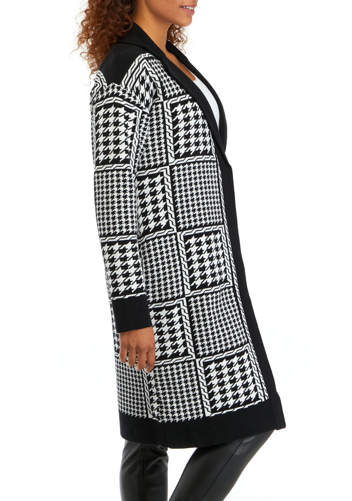 Womens Notch Collar Printed Cardigan