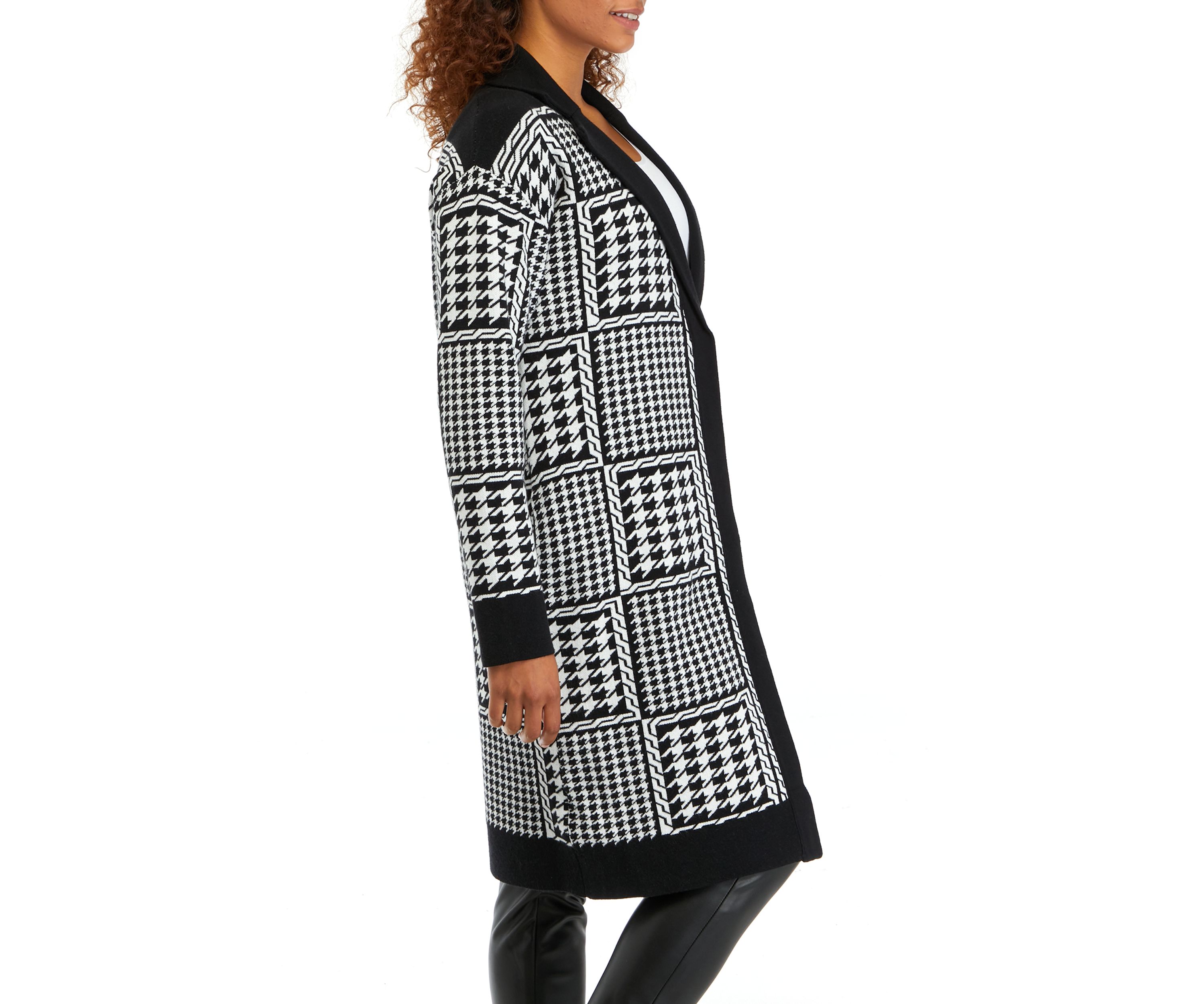 Womens Notch Collar Printed Cardigan