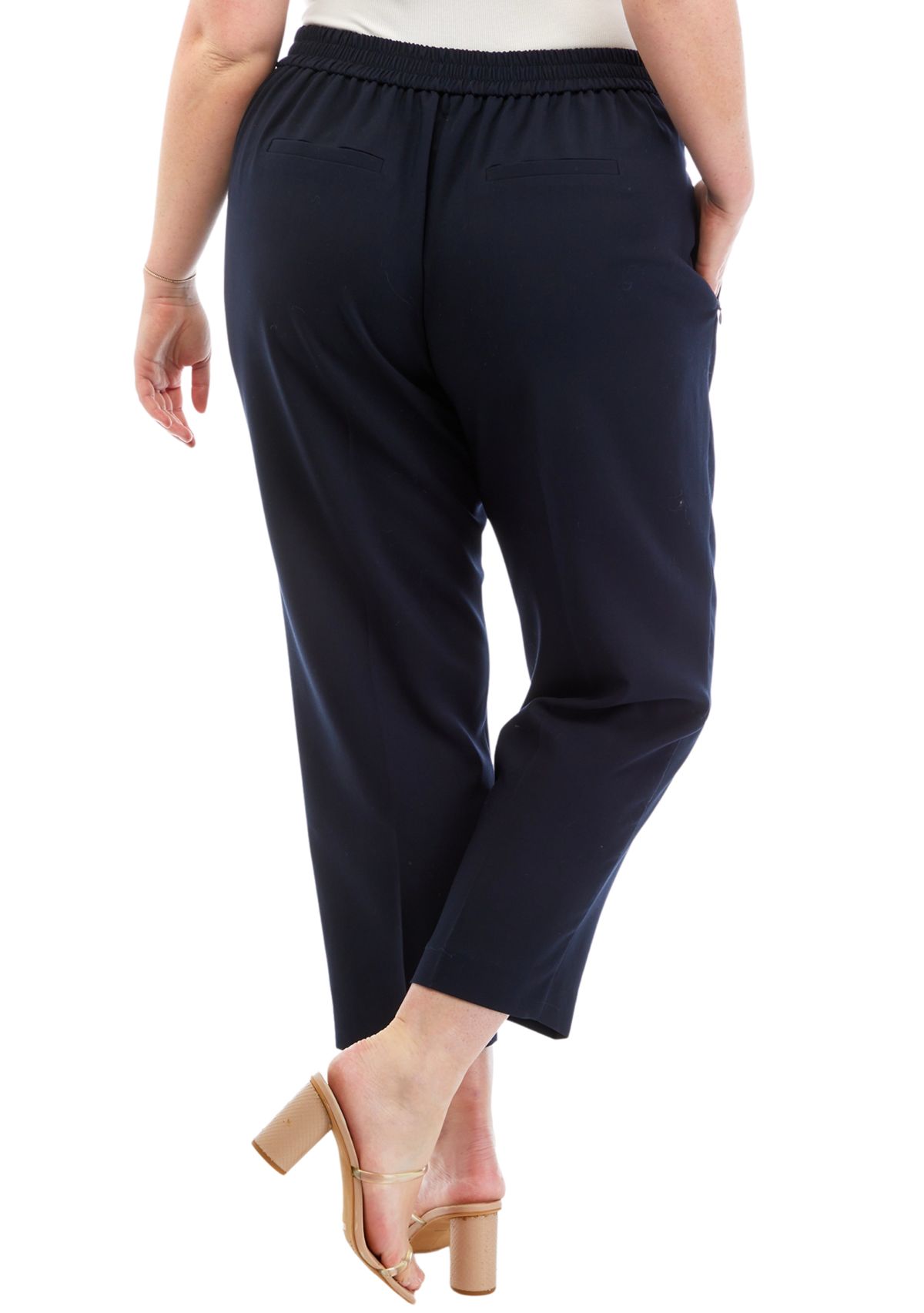 Plus Size Pull On Slim Pants with Side Zip Pockets