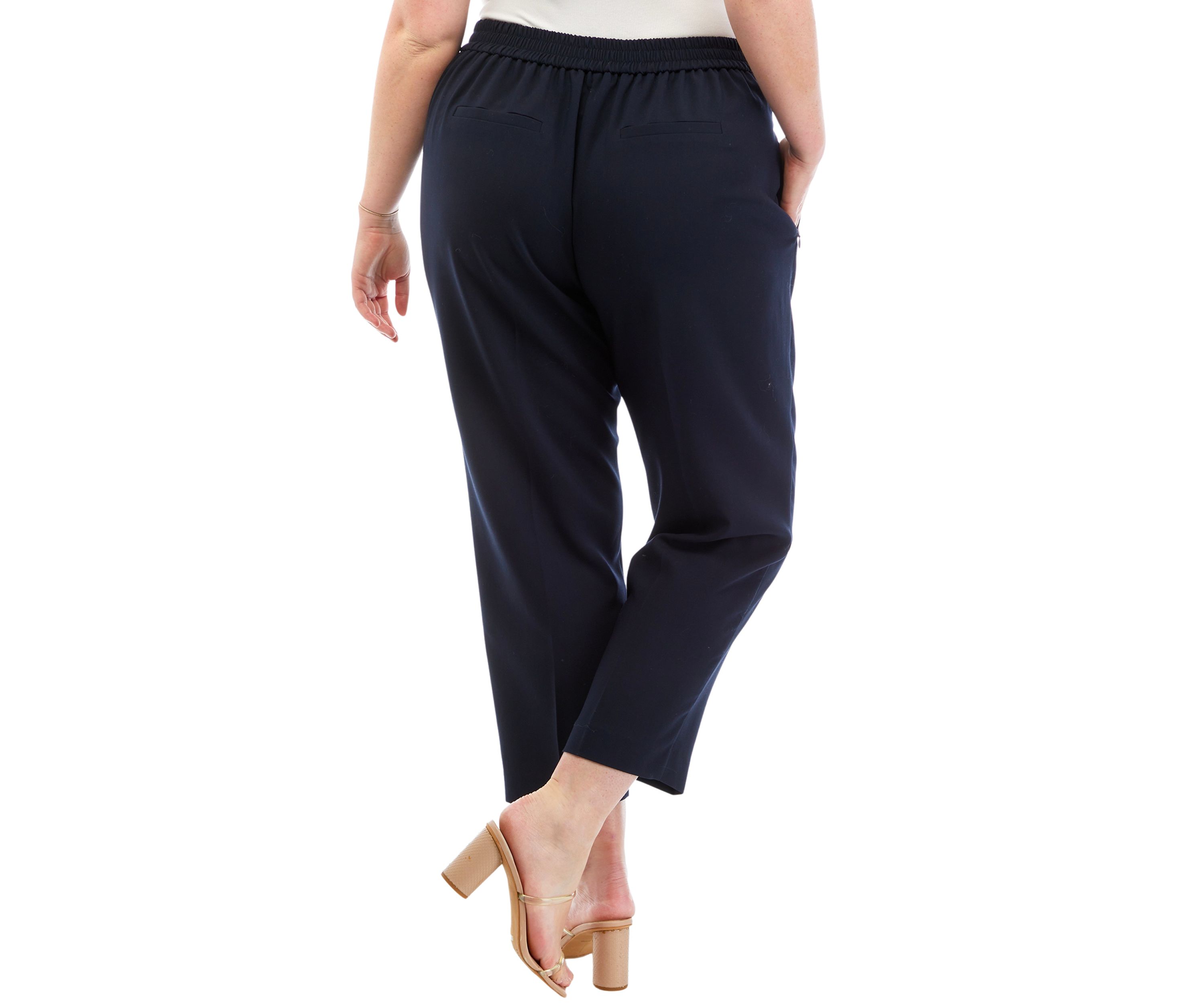 Plus Size Pull On Slim Pants with Side Zip Pockets