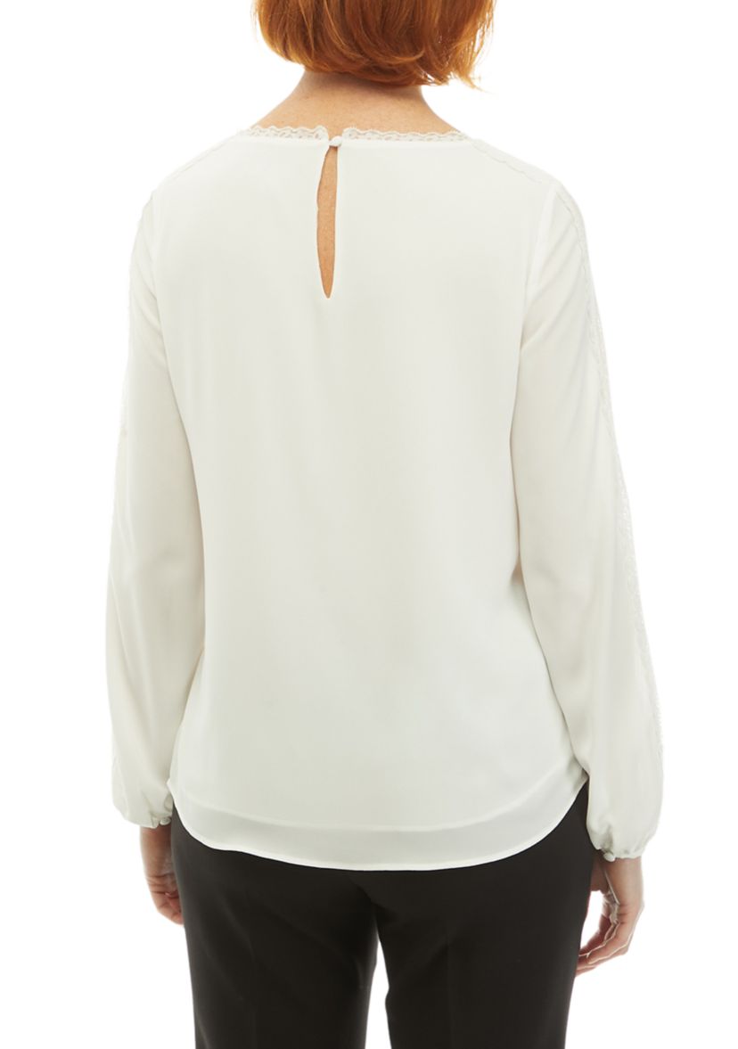 Womens Long Sleeve Lace Inset Blouse