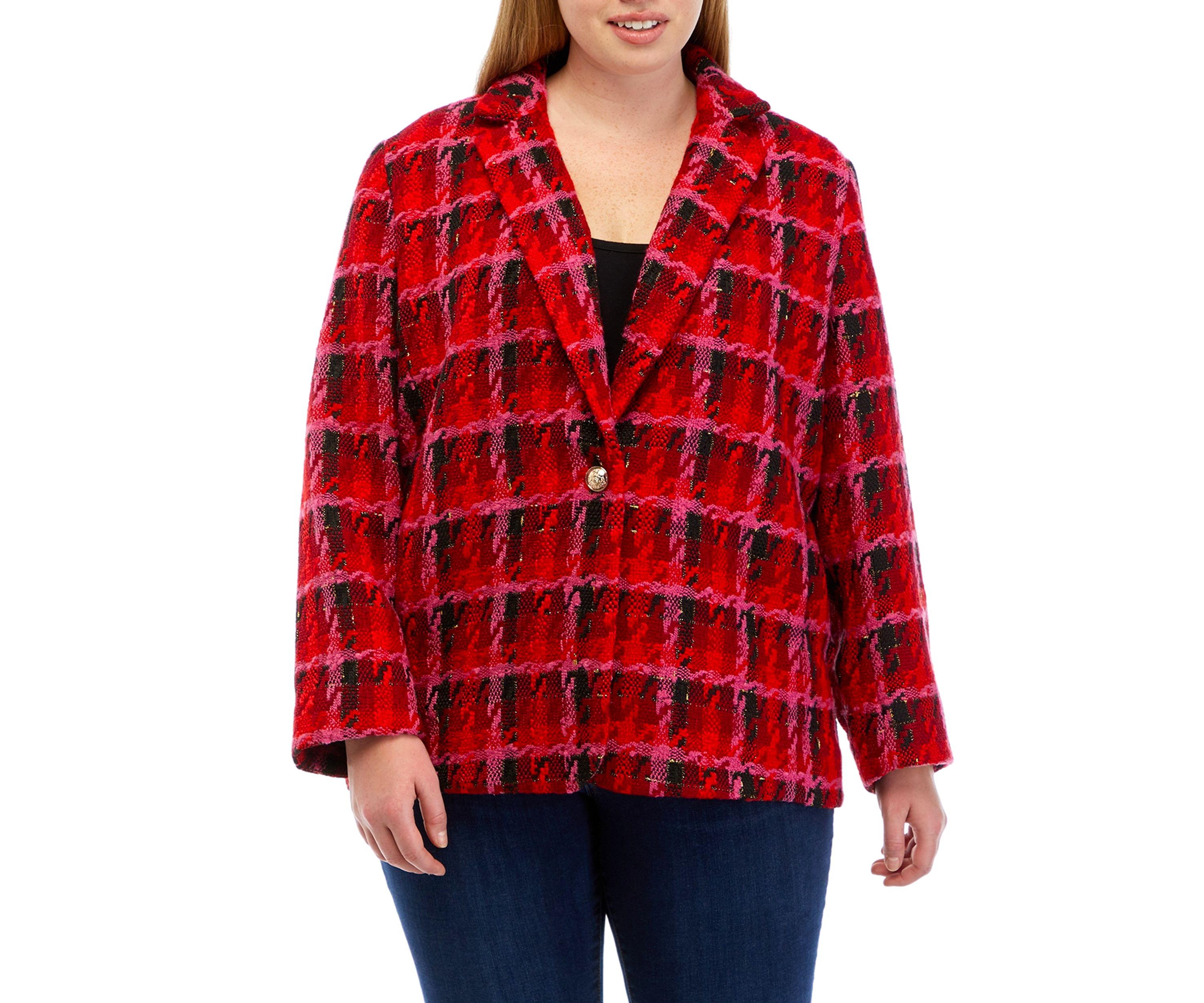 Plus Size One Button Blazer