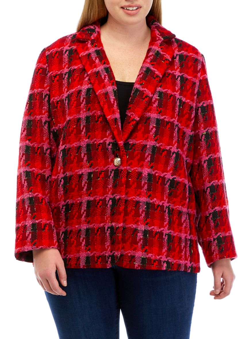 Plus Size One Button Blazer