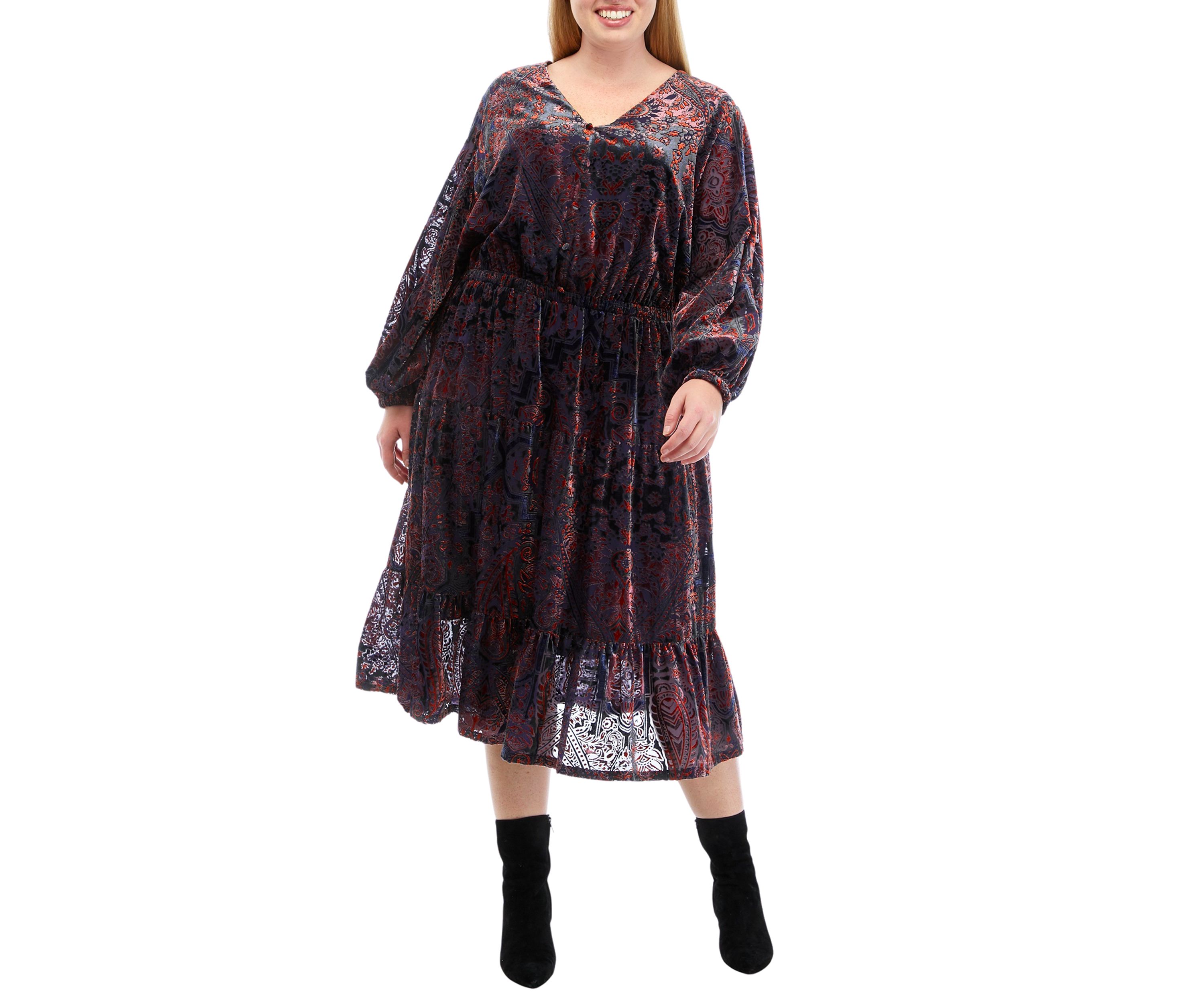 Plus Size V-Neck Tiered Dress
